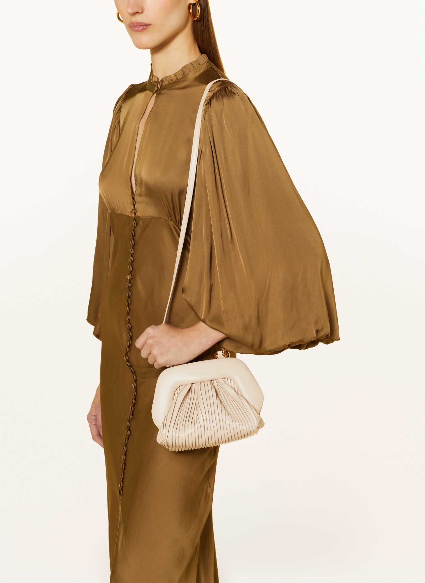 THEMOIRè Handbag GEA PLISSÈ SMALL, Color: CREAM (Image 4)