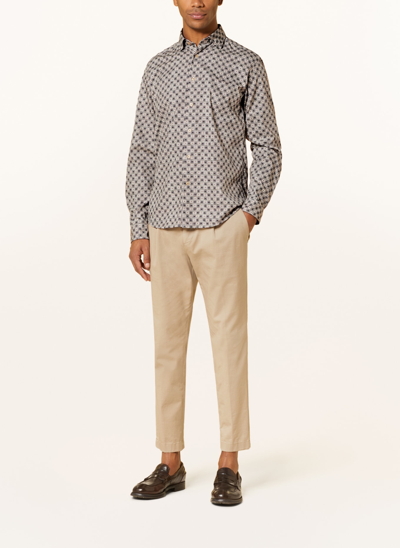 FIL NOIR Shirt TREVISO shaped fit, Color: GRAY/ DARK PURPLE/ ECRU (Image 2)
