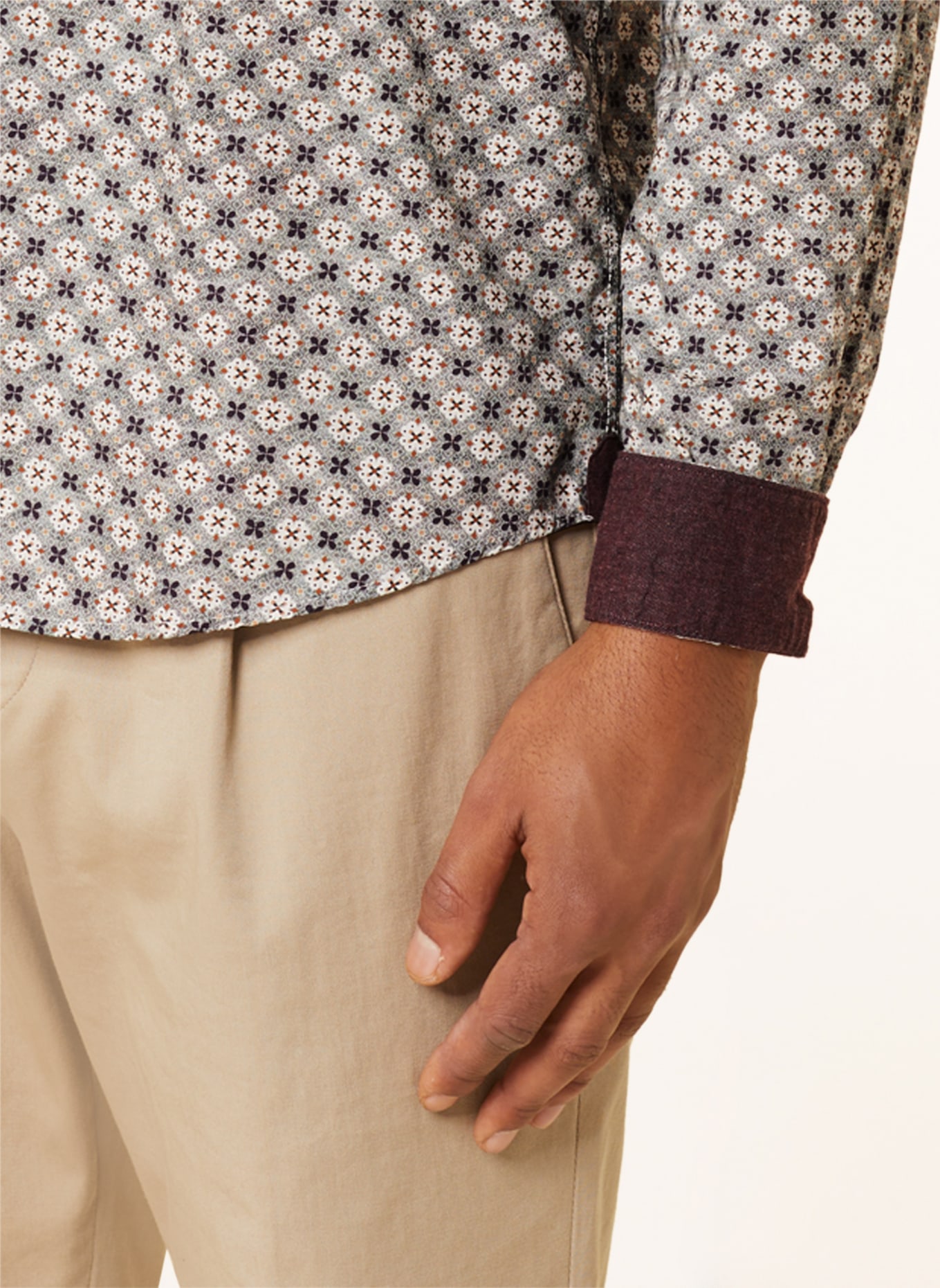 FIL NOIR Shirt TREVISO shaped fit, Color: GRAY/ DARK PURPLE/ ECRU (Image 5)