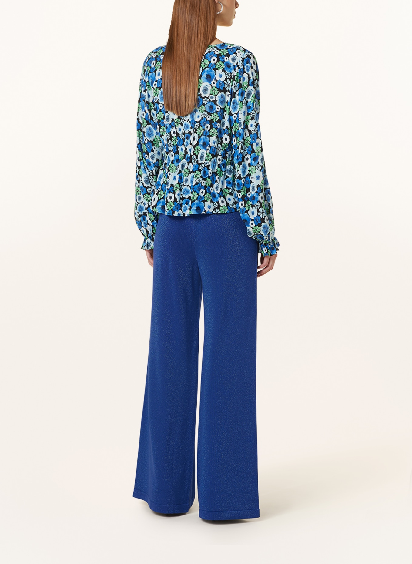 lollys laundry Wide leg trousers AGADIR with glitter thread, Color: BLUE (Image 3)