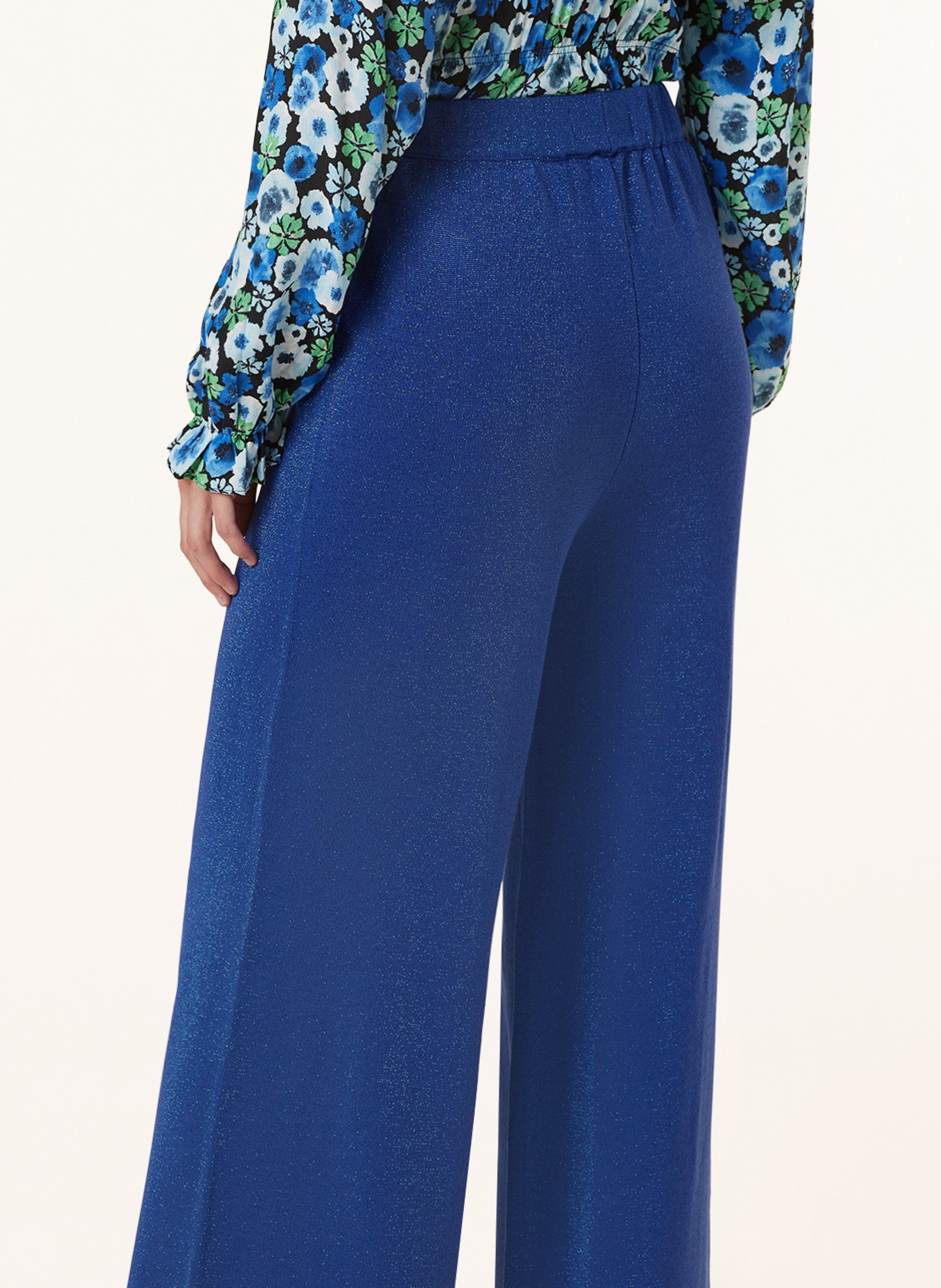 lollys laundry Wide leg trousers AGADIR with glitter thread, Color: BLUE (Image 5)