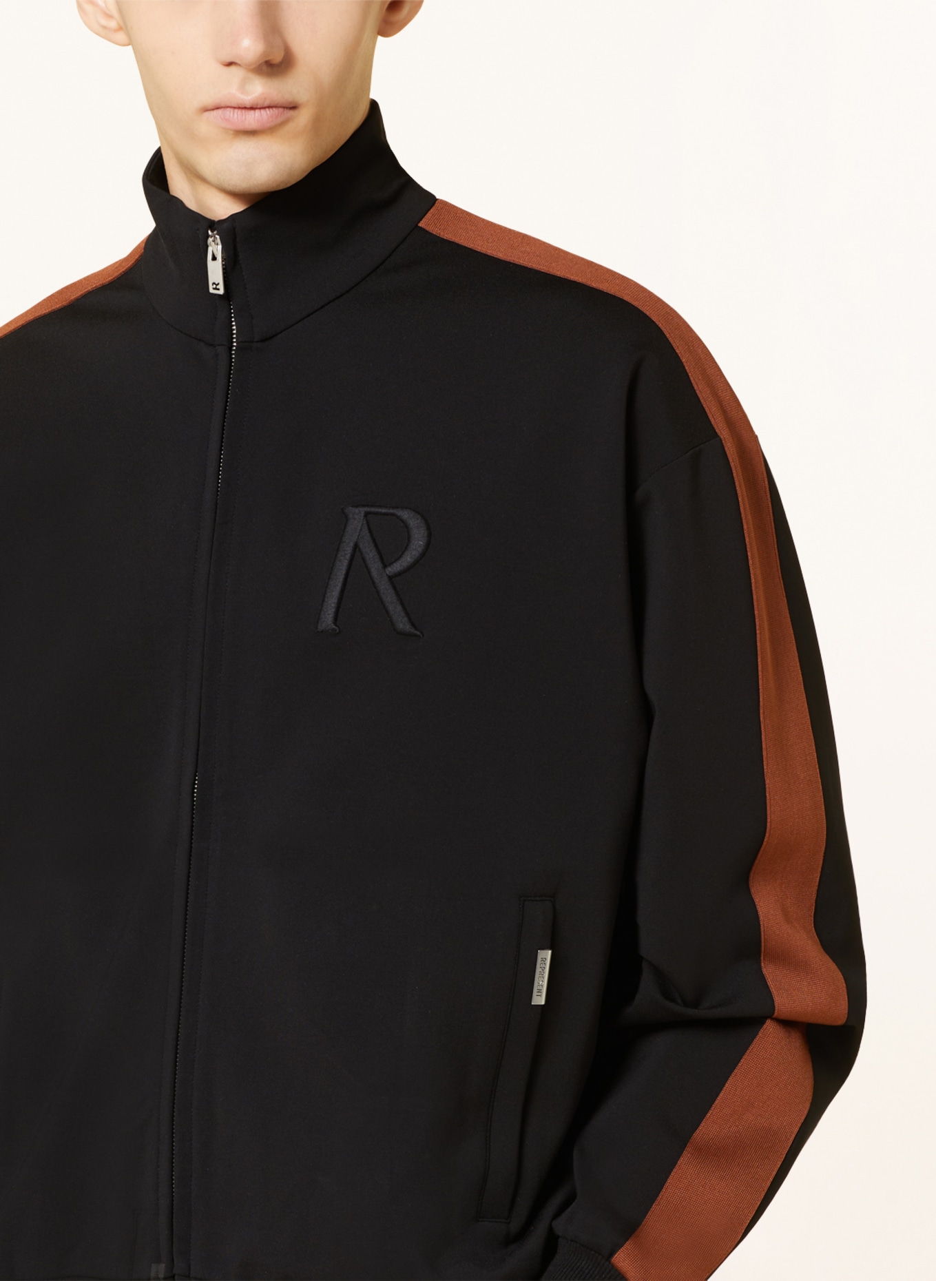 REPRESENT Jacket with tuxedo stripes, Color: BLACK/ BROWN (Image 4)