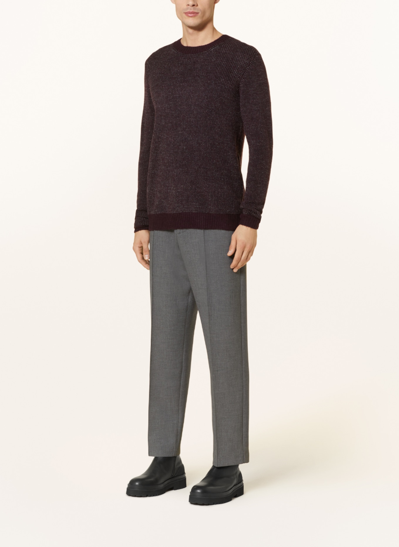 NOWADAYS Pullover, Farbe: DUNKELROT/ GRAU (Bild 2)