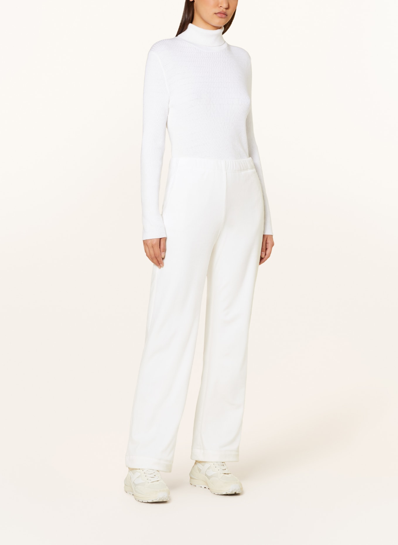 MARC CAIN Velour trousers WELBY in jogger style, Color: ECRU (Image 2)
