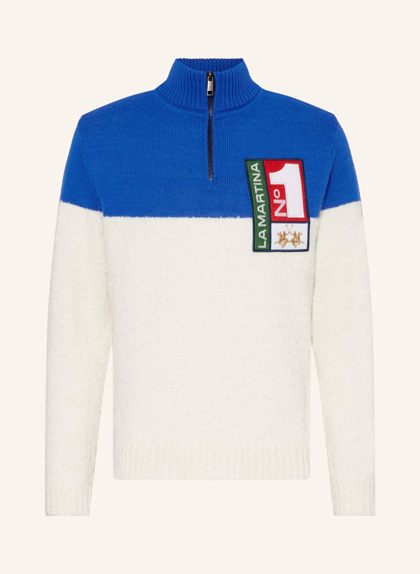LA MARTINA Half-zip sweater, Color: BLUE/ CREAM/ RED (Image 1)