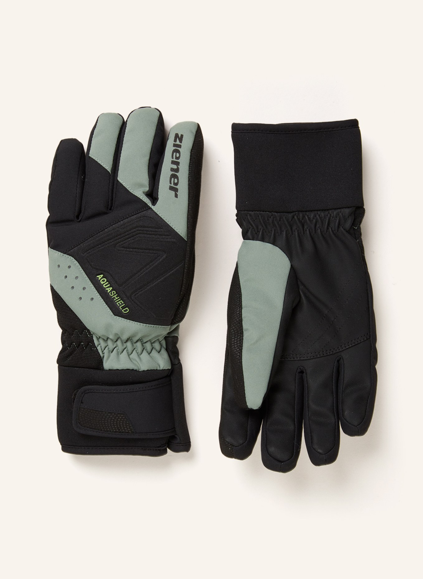 ziener Ski gloves GATIS AS®, Color: BLACK/ GREEN (Image 1)