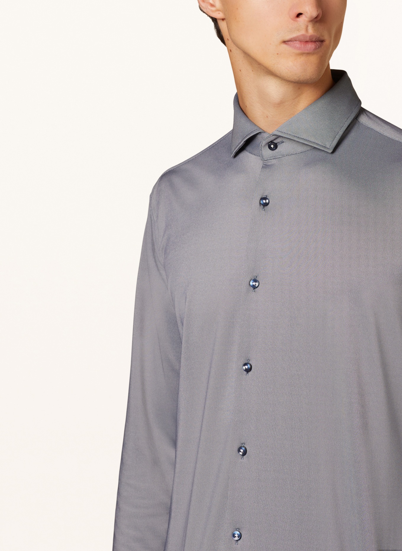 BOSS Piqué-Hemd HANK Slim Fit, Farbe: BLAU (Bild 4)