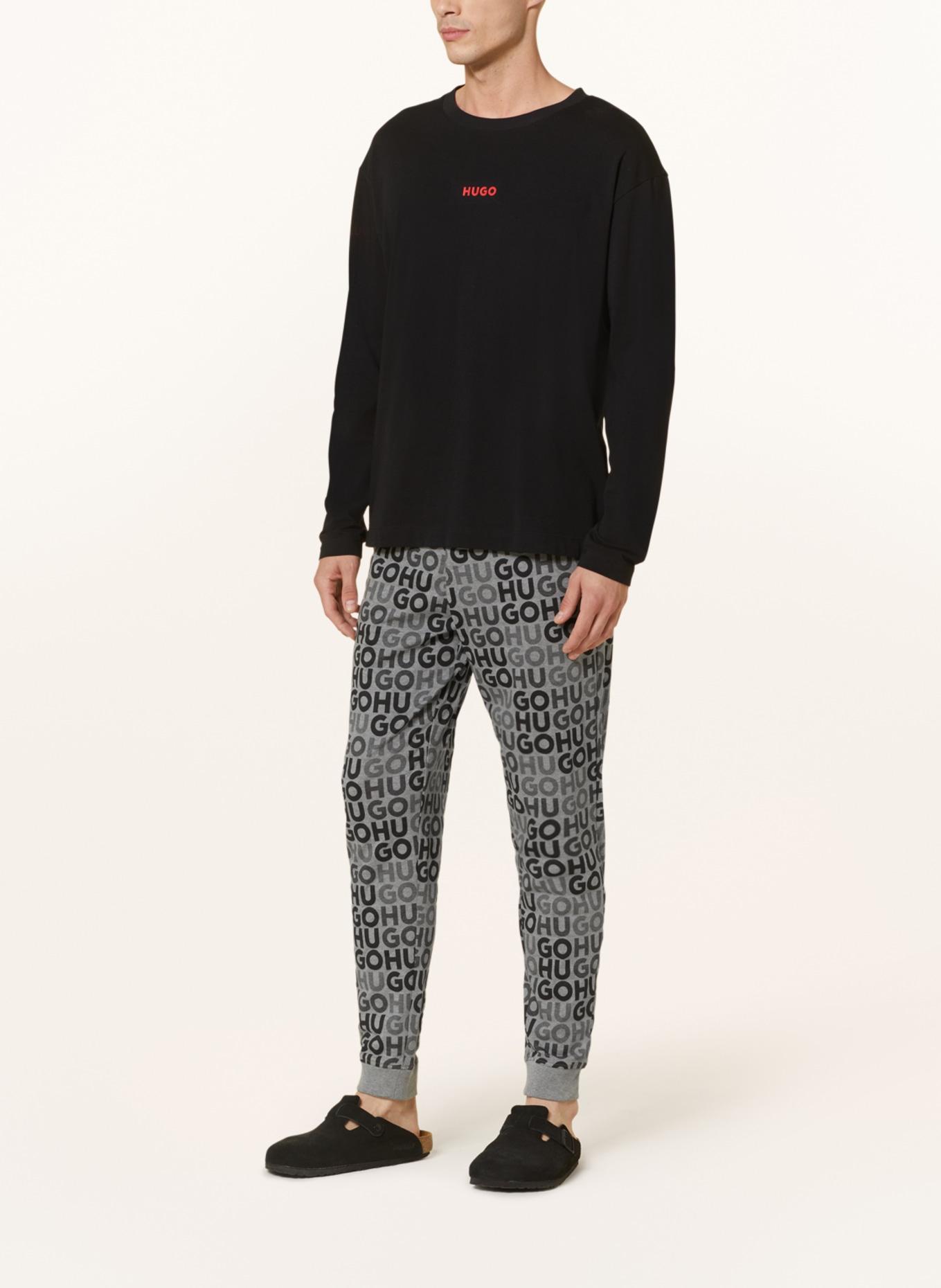 HUGO Pajama shirt LINKED, Color: BLACK (Image 2)