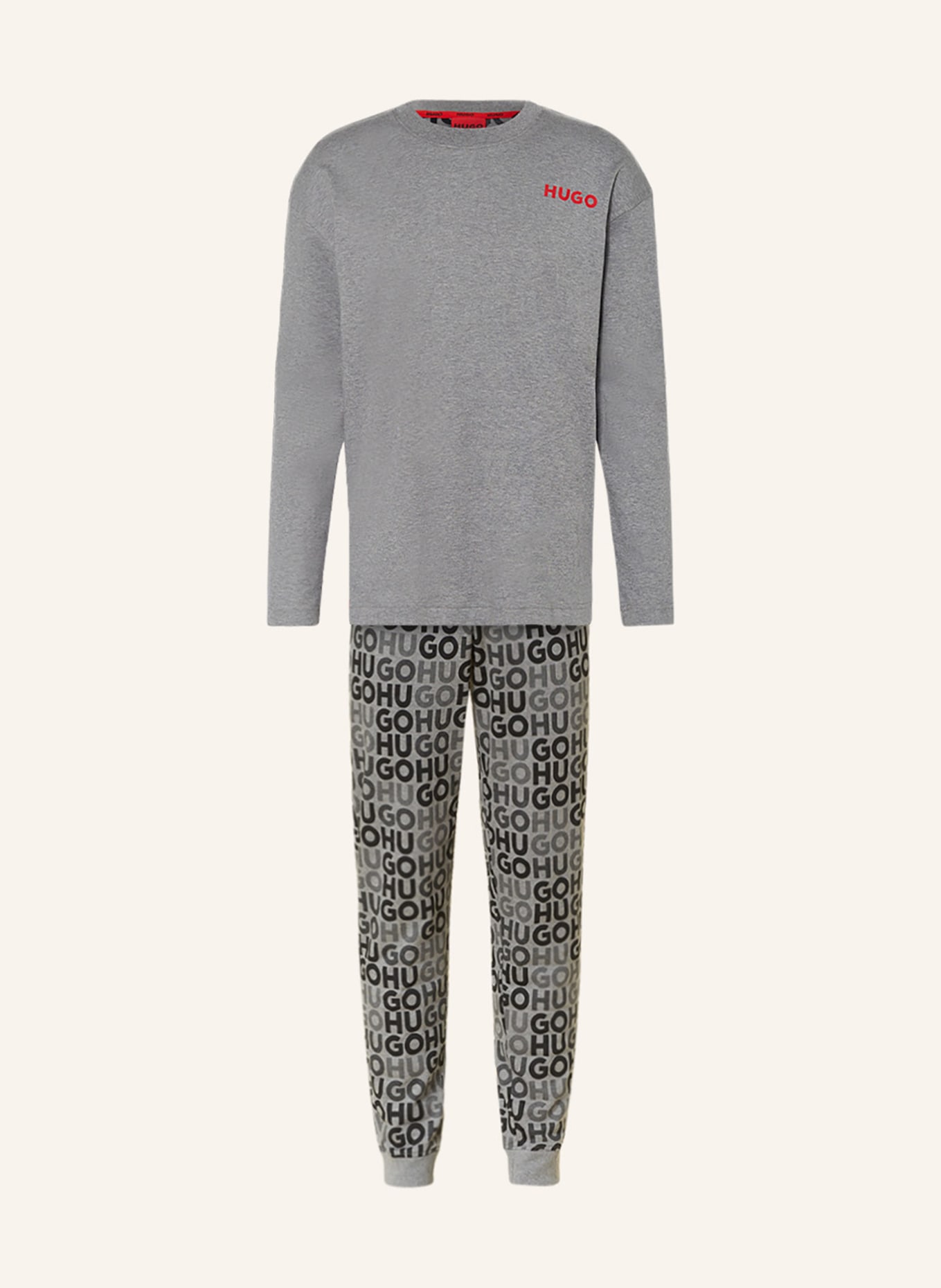 HUGO Pajamas MONOGRAM, Color: GRAY/ BLACK (Image 1)