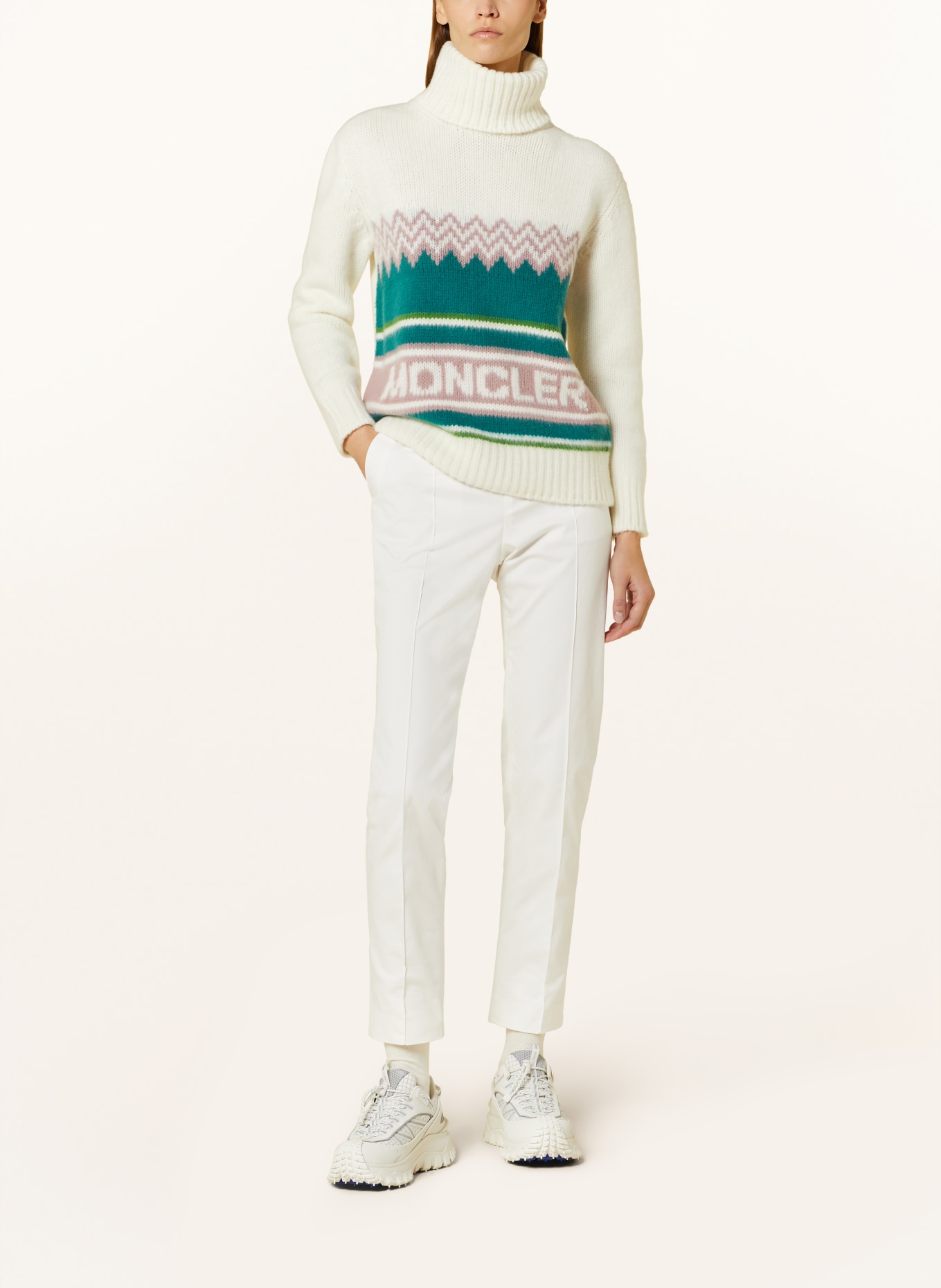 MONCLER Turtleneck sweater, Color: WHITE/ GREEN/ ROSE (Image 2)