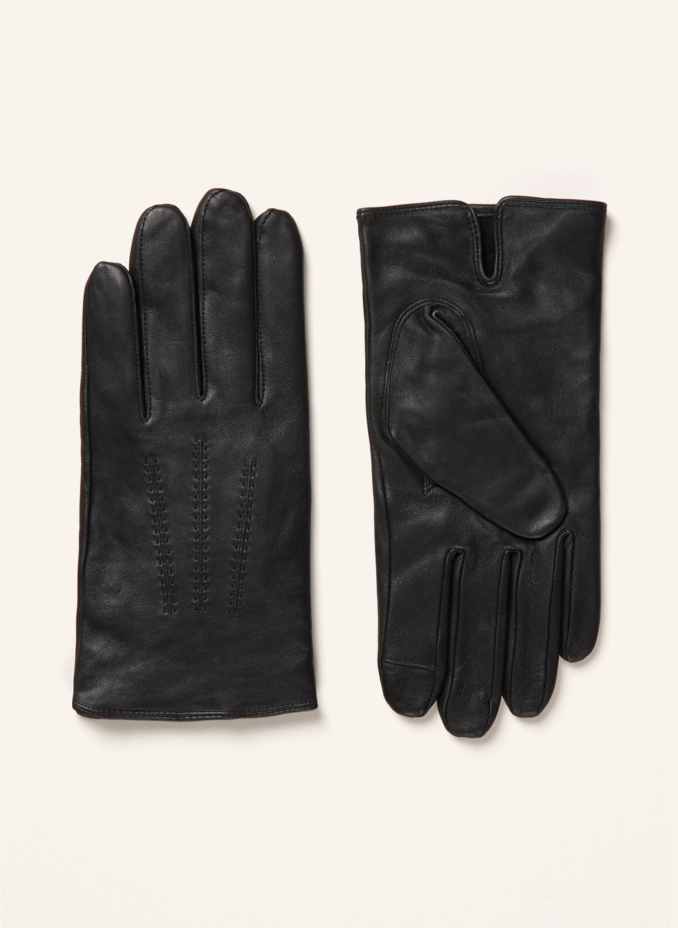 BOSS Leather gloves HAINZ, Color: BLACK (Image 1)