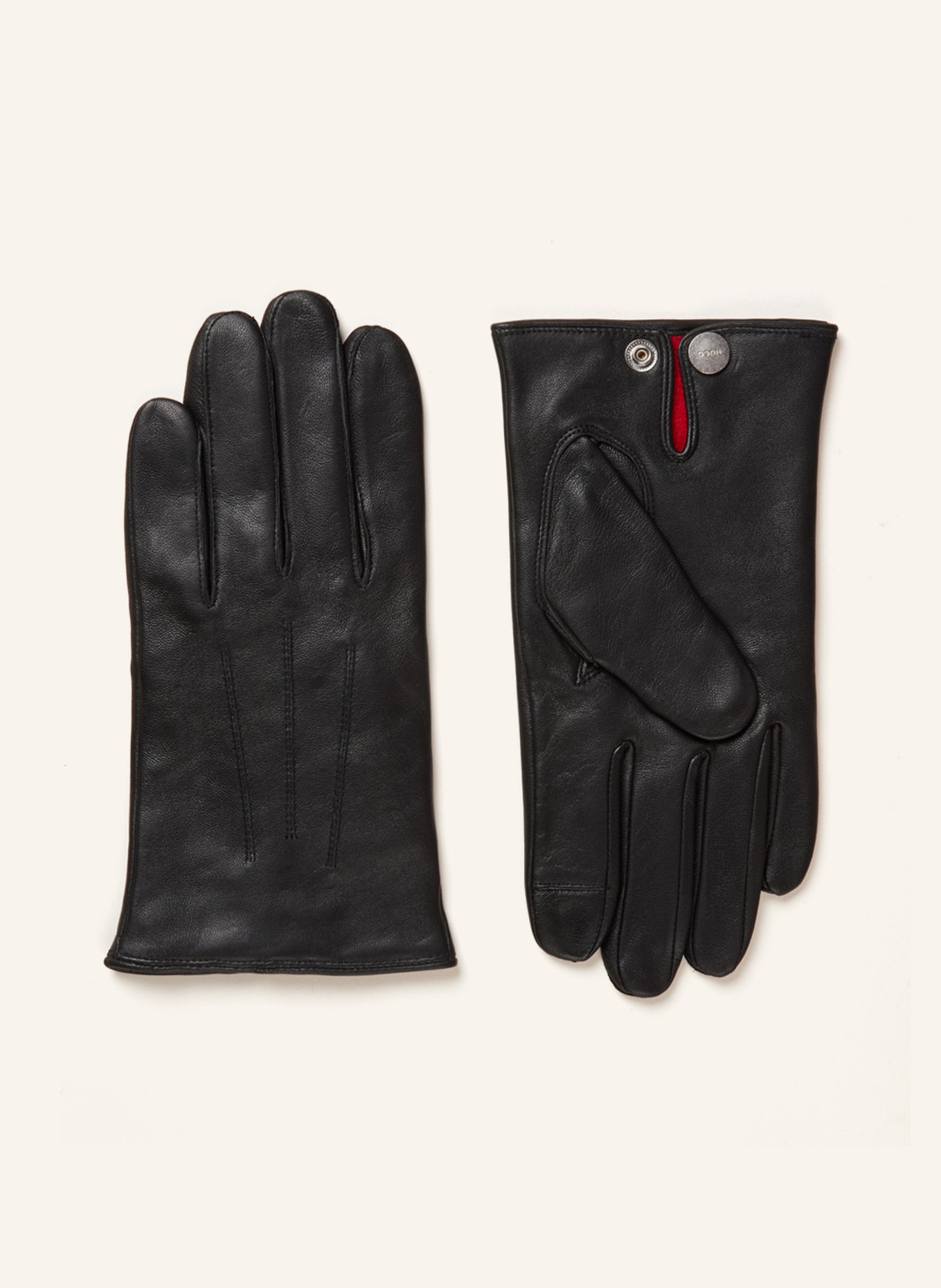 HUGO Leather gloves JAAN, Color: BLACK (Image 1)