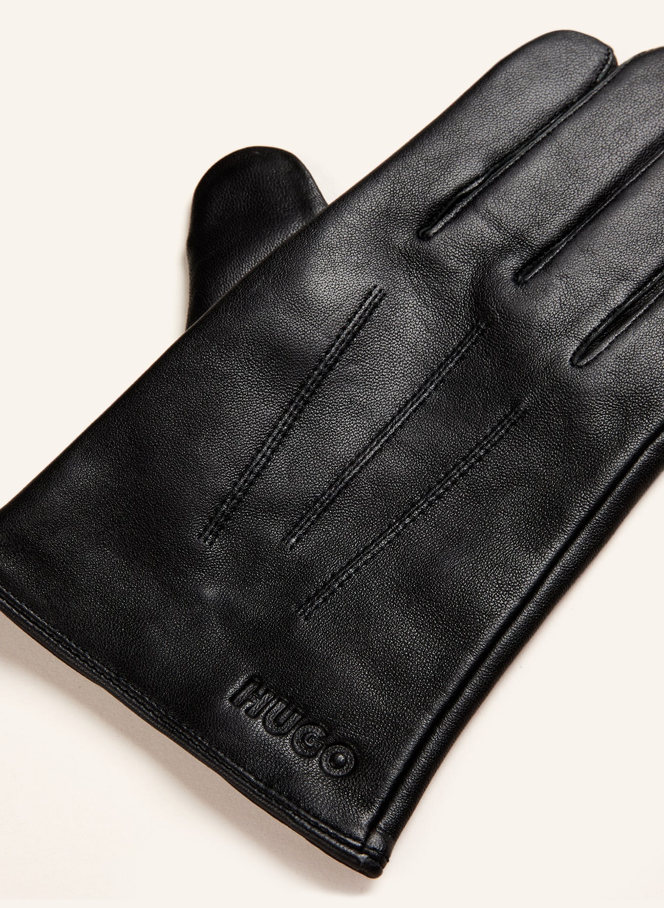 HUGO Leather gloves JAAN, Color: BLACK (Image 2)