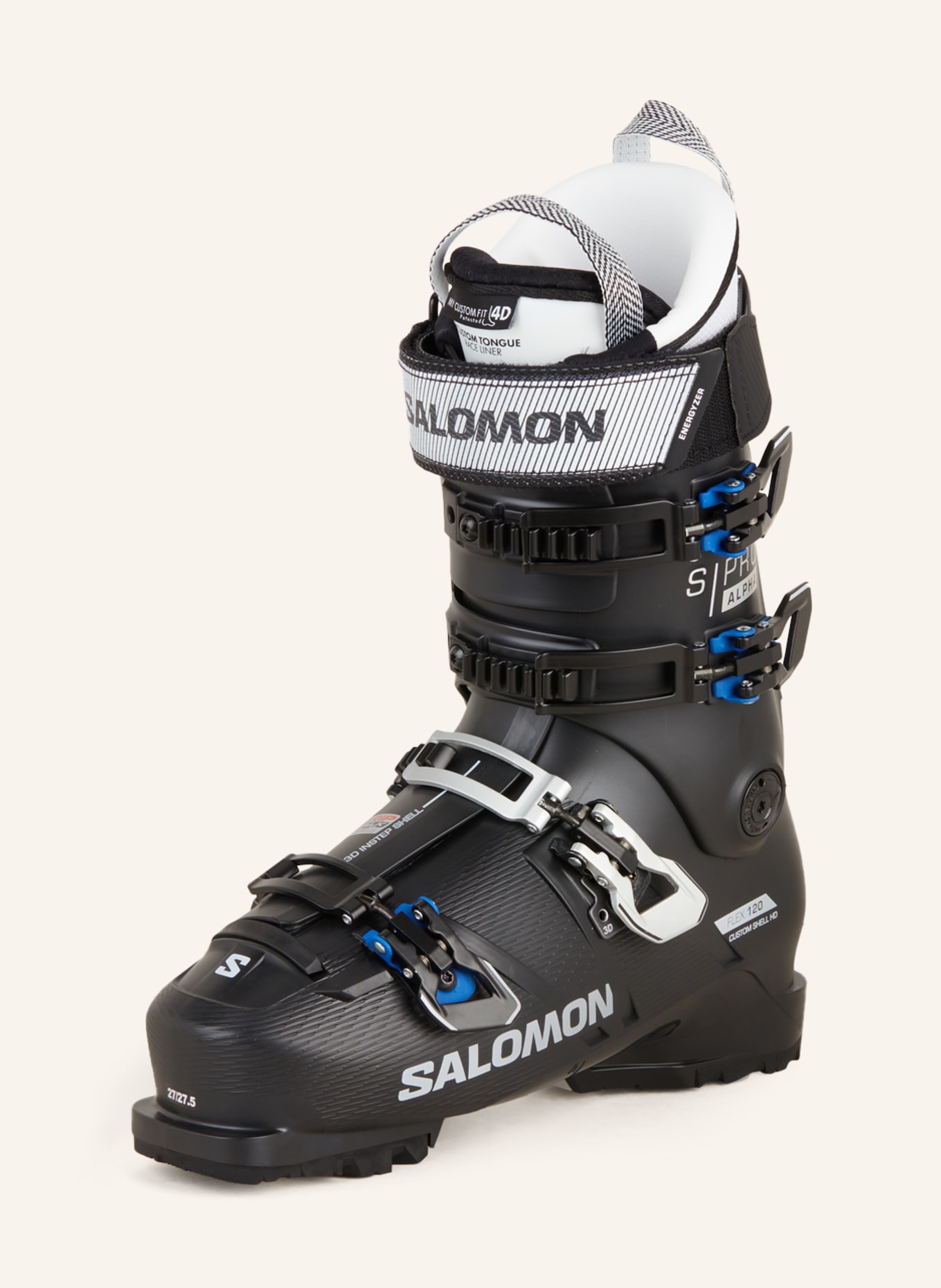 SALOMON Ski boots S/PRO ALPHA 120, Color: BLACK/ WHITE/ BLUE (Image 1)