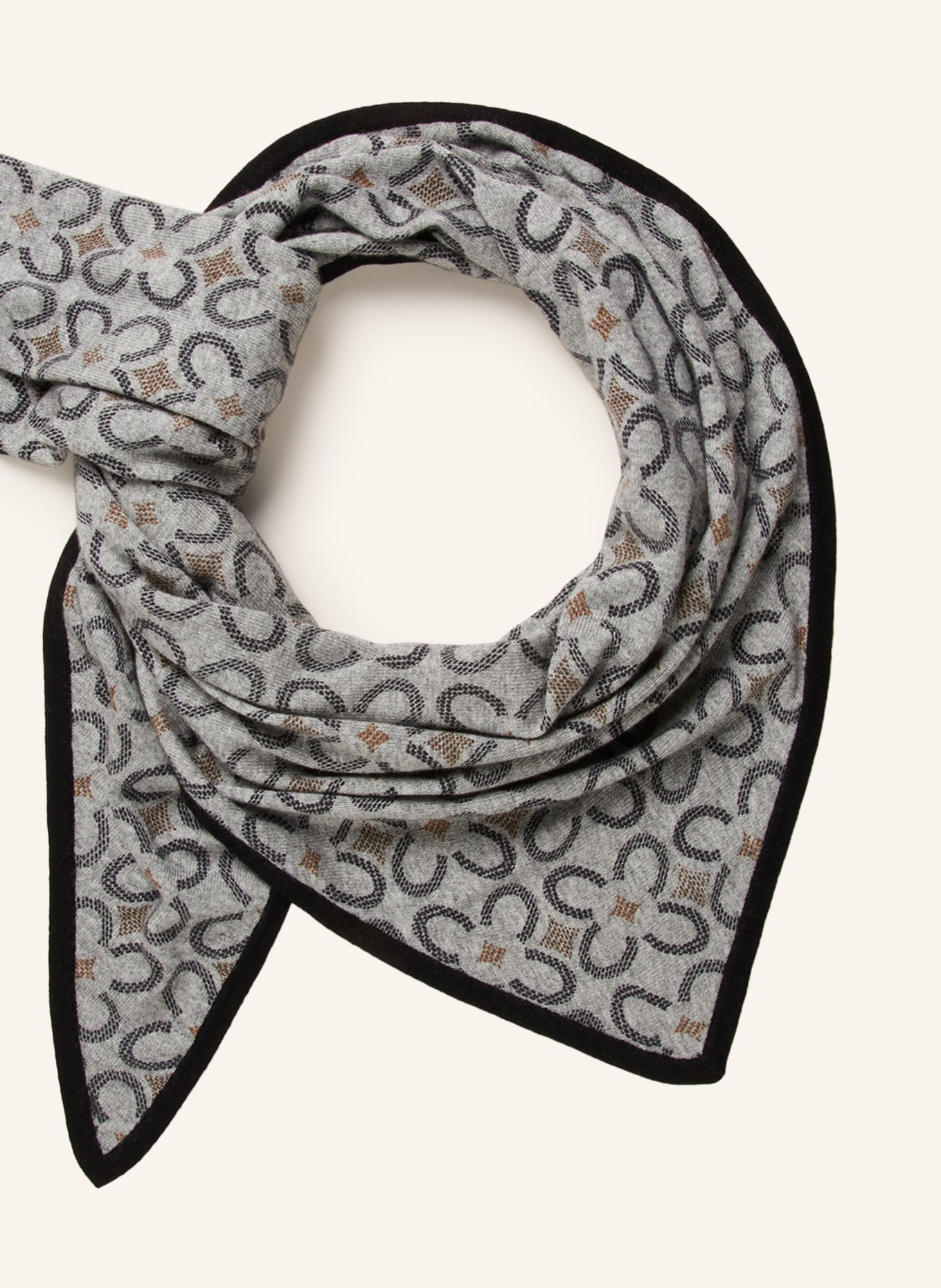 CODELLO Triangular scarf, Color: GRAY/ BLACK (Image 2)