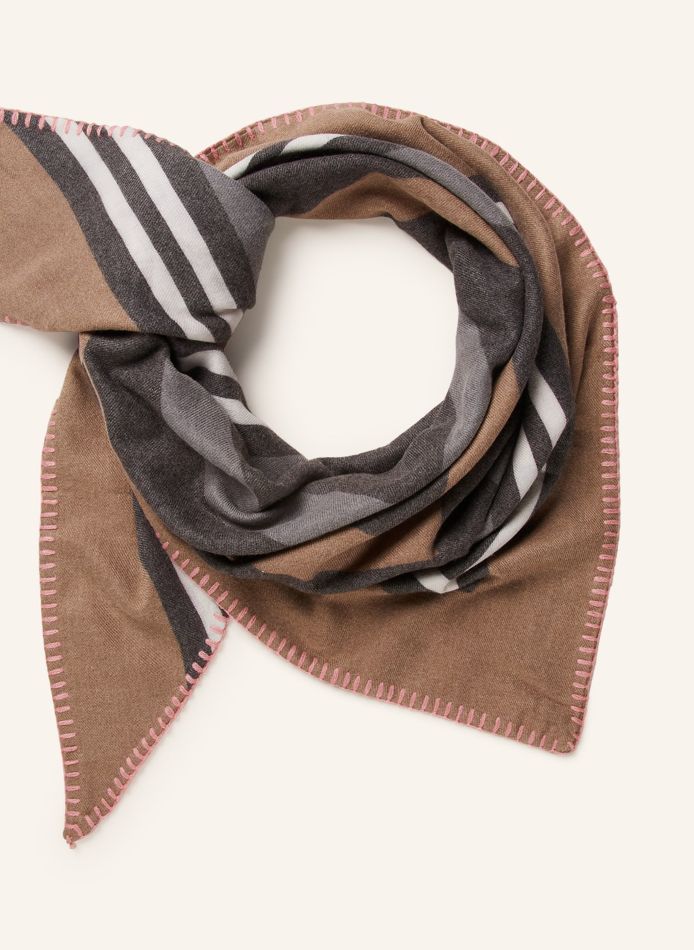 CODELLO Triangular scarf, Color: CAMEL/ BROWN (Image 2)