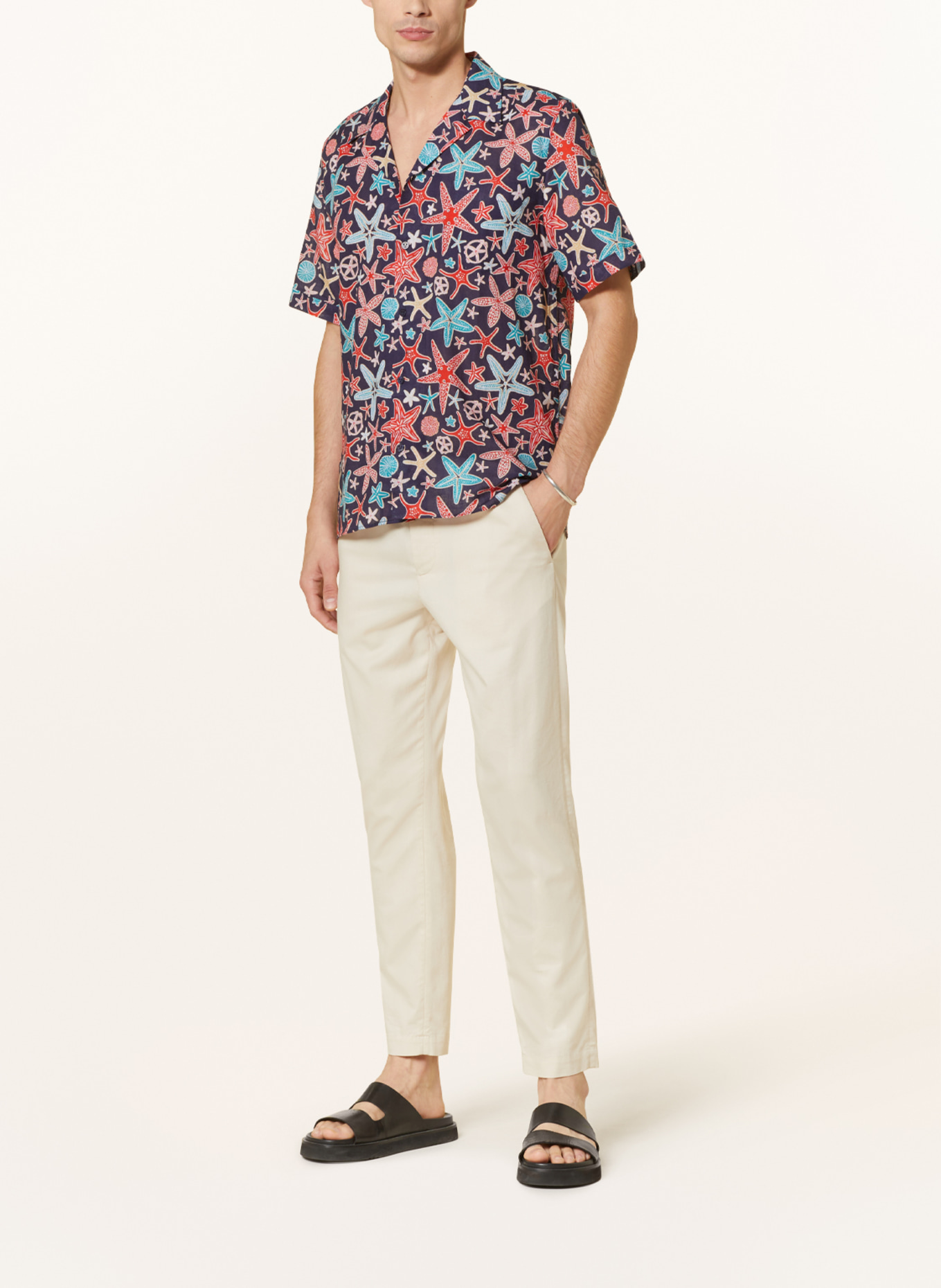 VILEBREQUIN Resort shirt CHA regular fit with linen, Color: DARK BLUE/ RED/ TURQUOISE (Image 2)