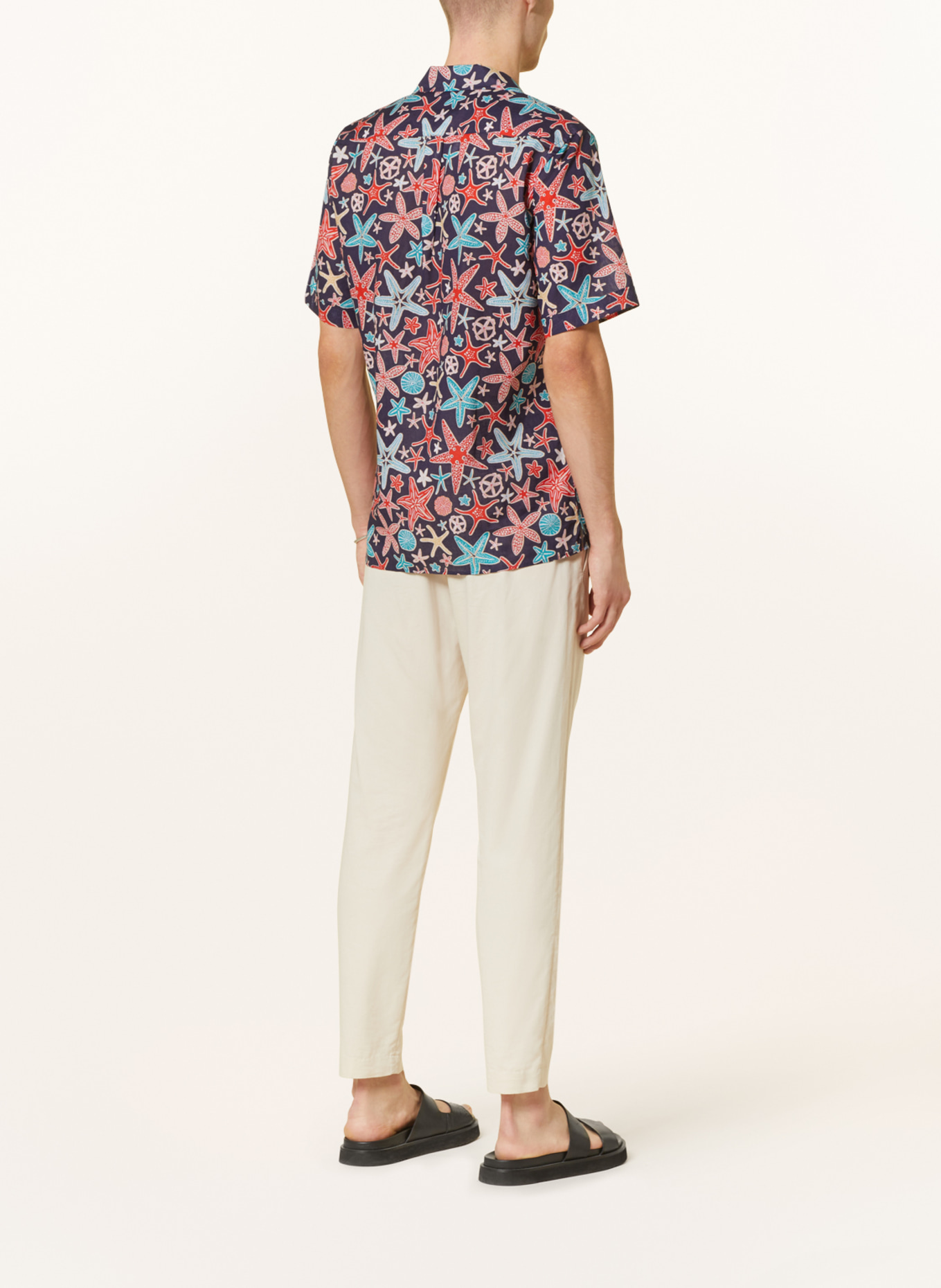VILEBREQUIN Resort shirt CHA regular fit with linen, Color: DARK BLUE/ RED/ TURQUOISE (Image 3)