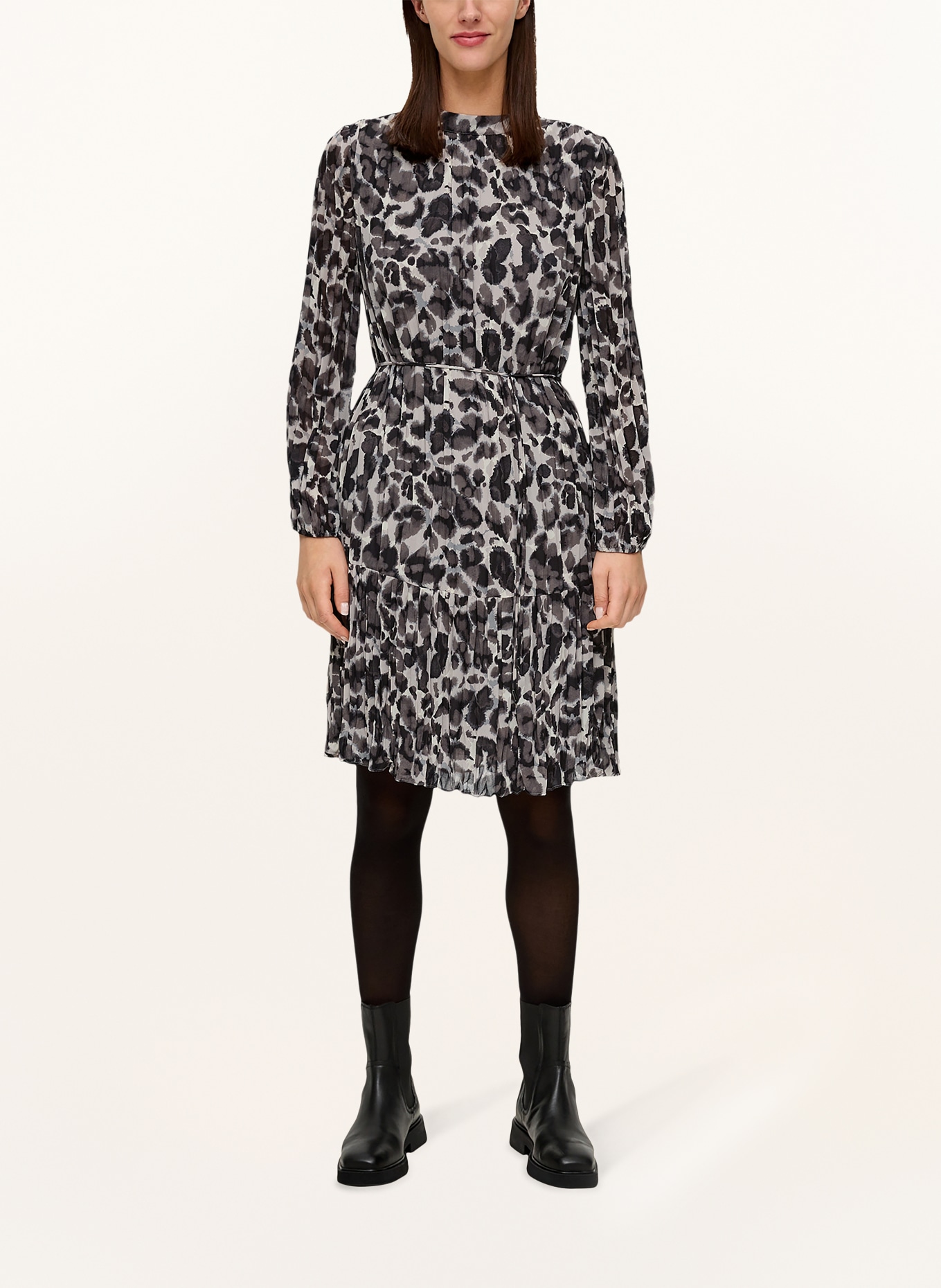 s.Oliver BLACK LABEL Pleated dress, Color: BLACK/ WHITE/ GRAY (Image 2)