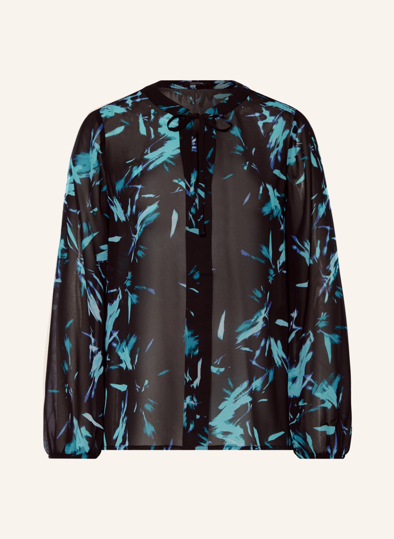 comma Shirt blouse, Color: TURQUOISE/ BLACK/ BLUE (Image 1)