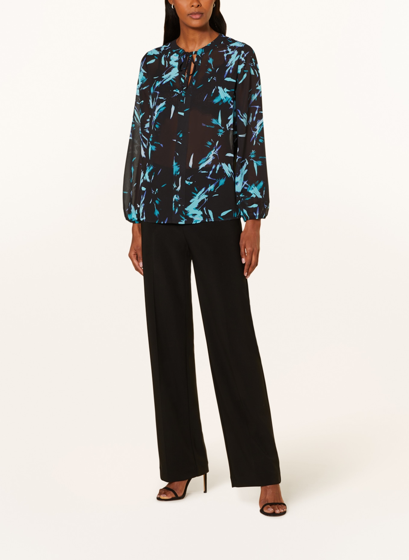 comma Shirt blouse, Color: TURQUOISE/ BLACK/ BLUE (Image 2)