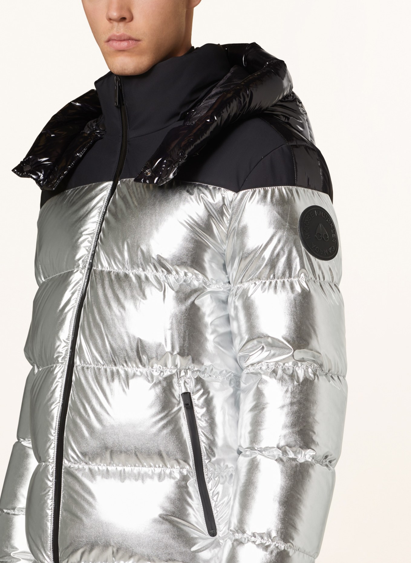 MOOSE KNUCKLES Down jacket WOODLAND HILLS with detachable hood, Color: SILVER (Image 5)