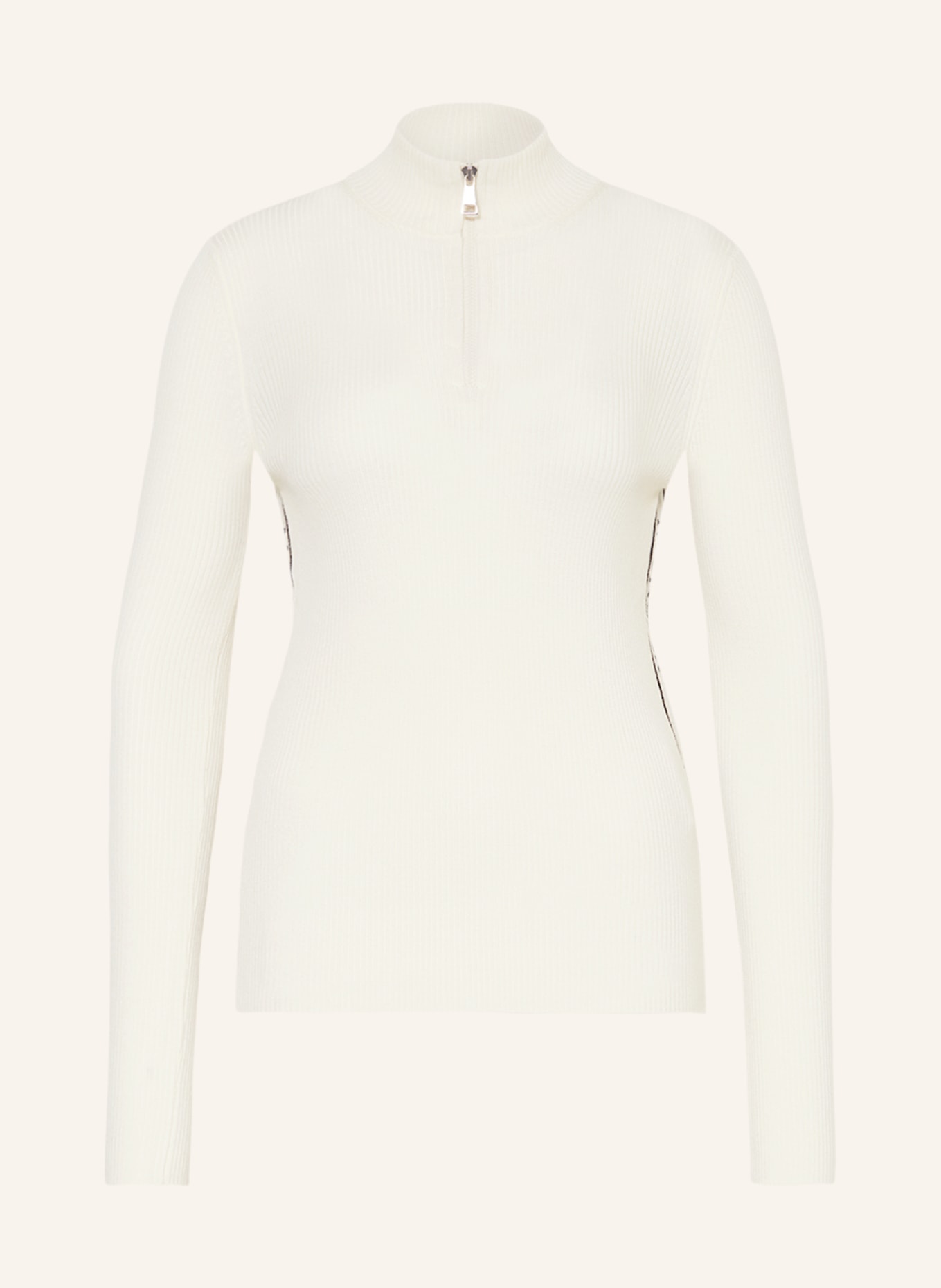 MONCLER Half-zip sweater with tuxedo stripes, Color: WHITE (Image 1)