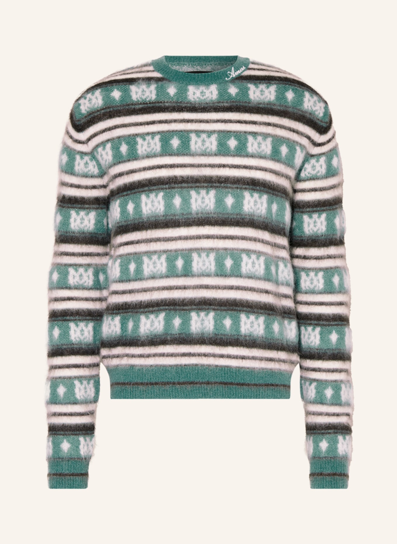 AMIRI Sweater, Color: LIGHT GREEN/ BLACK/ WHITE (Image 1)