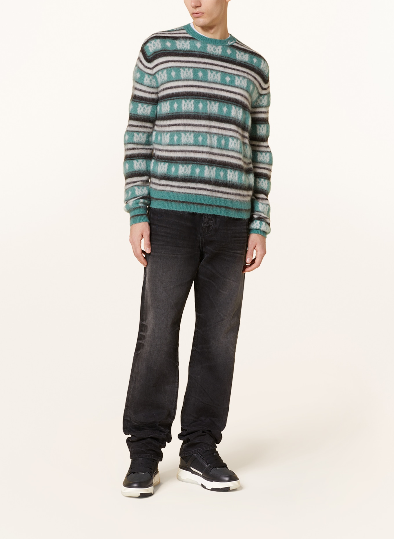 AMIRI Sweater, Color: LIGHT GREEN/ BLACK/ WHITE (Image 2)