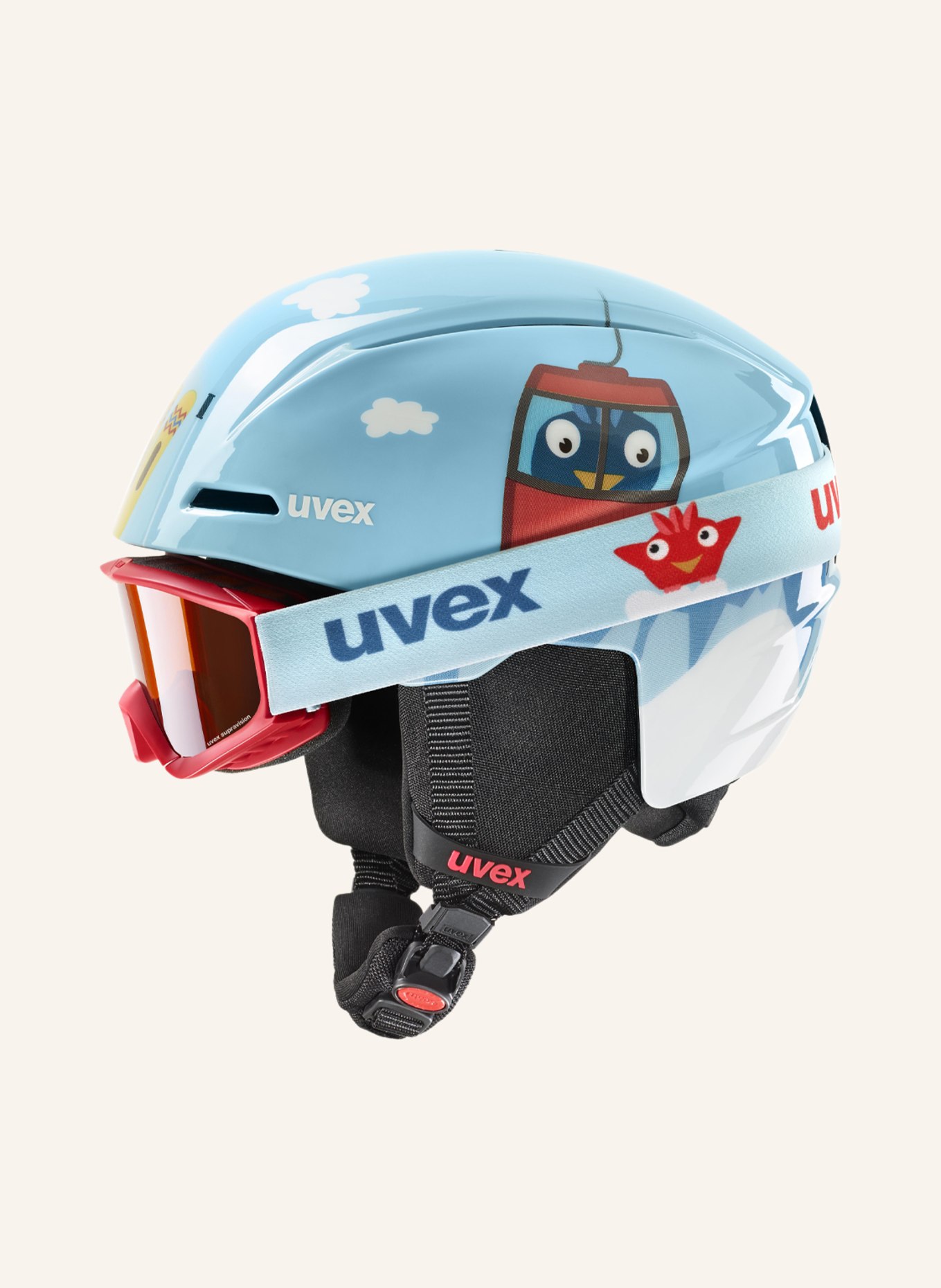 uvex Skihelm VITI mit Skibrille SPEEDY PRO, Farbe: HELLBLAU (Bild 1)