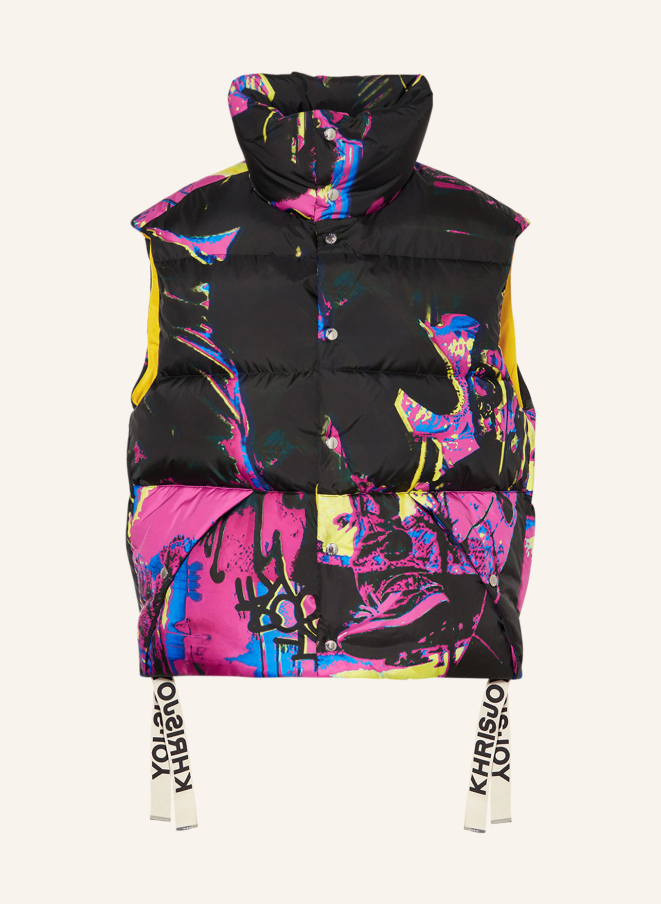 KHRISJOY Down vest, Color: BLACK/ PINK/ YELLOW (Image 1)