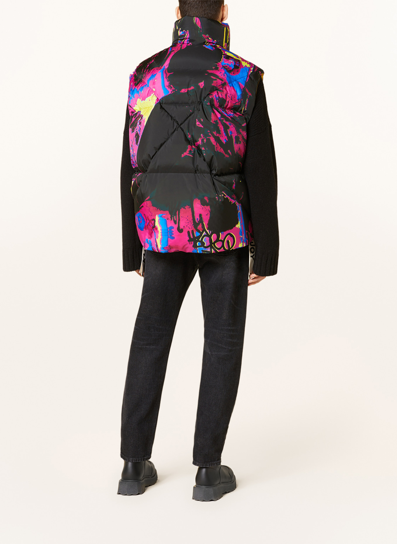 KHRISJOY Down vest, Color: BLACK/ PINK/ YELLOW (Image 3)