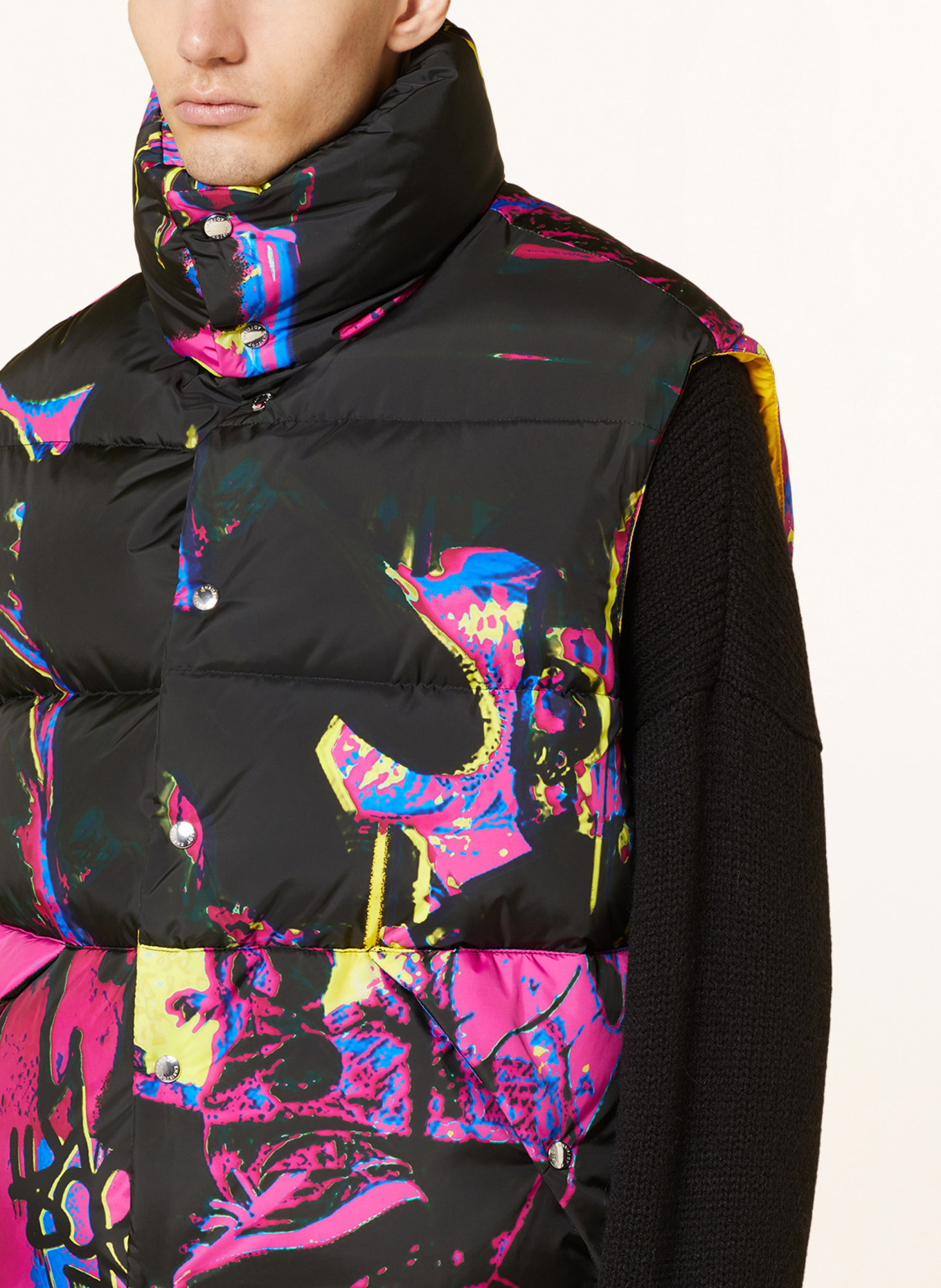 KHRISJOY Down vest, Color: BLACK/ PINK/ YELLOW (Image 4)