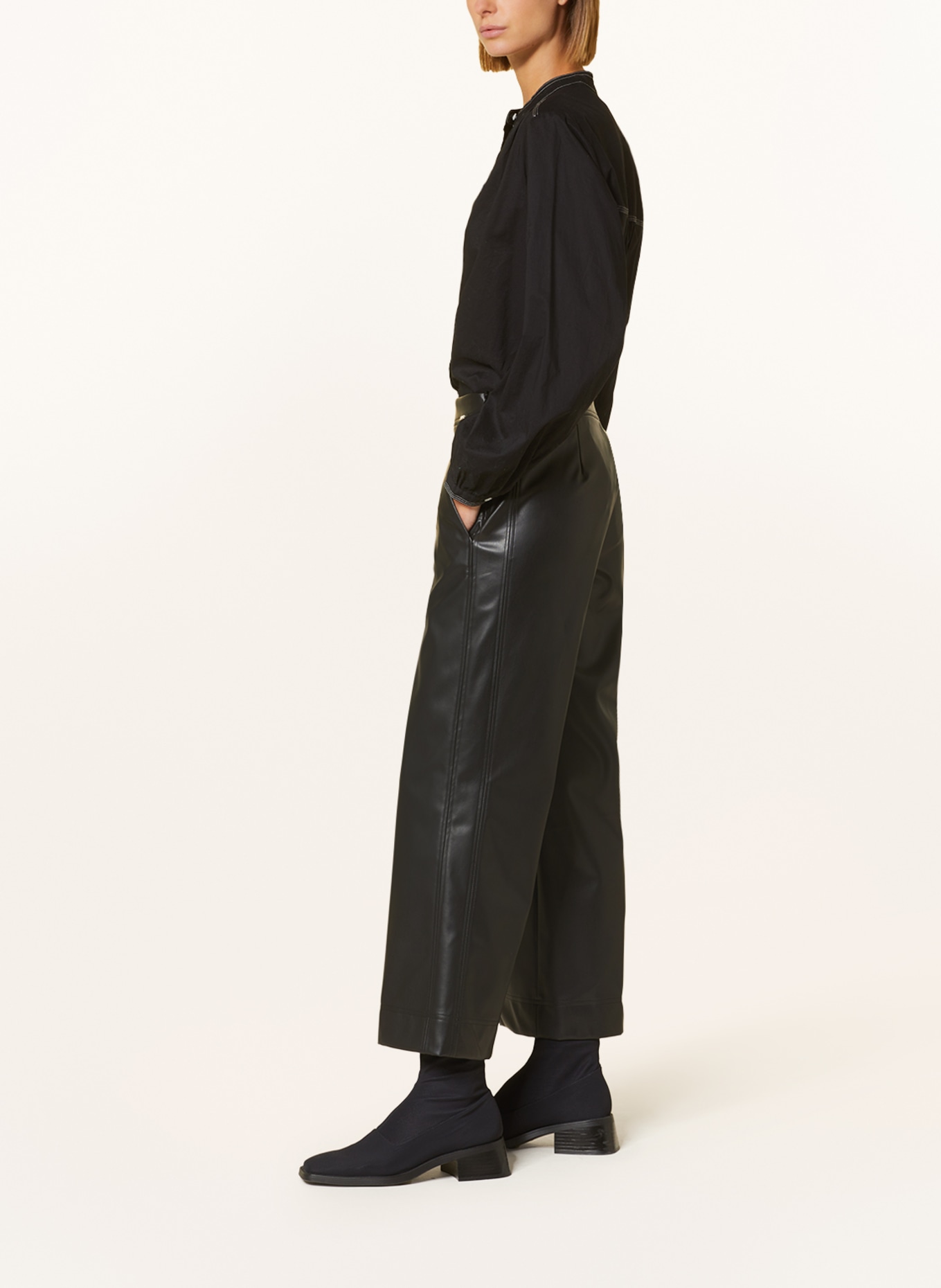 CINQUE Culotte kalhoty CIHAWAII v koženém vzhledu, Barva: ČERNÁ (Obrázek 4)