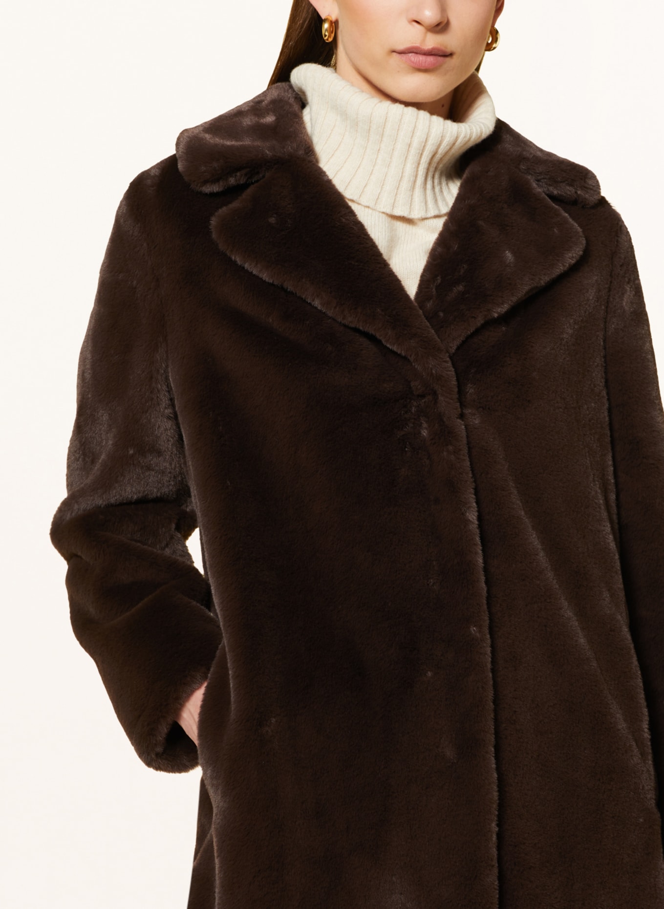 HERNO Płaszcz ze sztucznego futra, Kolor: CIEMNOBRĄZOWY (Obrazek 4)