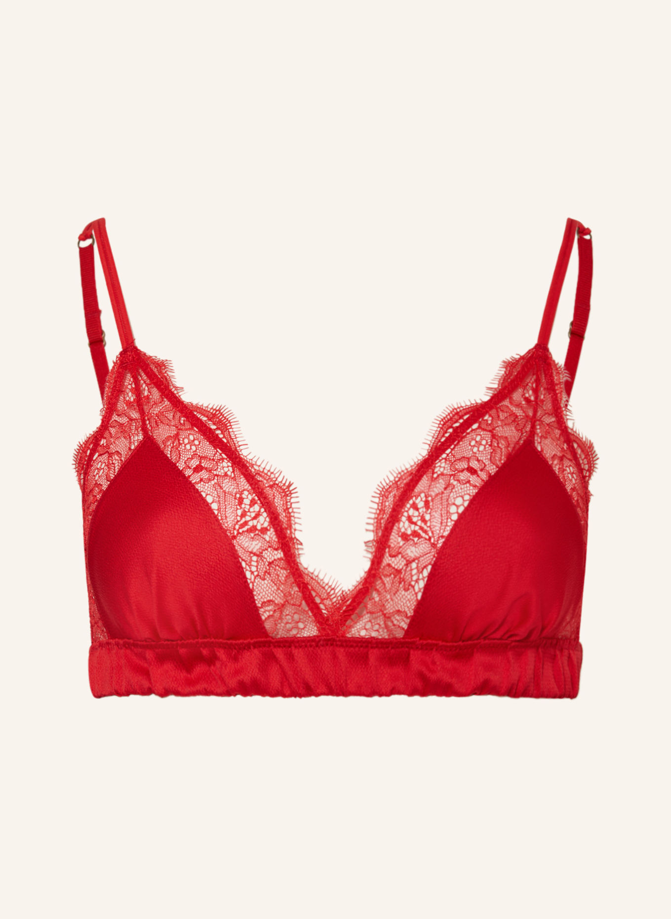 LOVE Stories Triangle bra LOVE LACE in satin, Color: RED (Image 1)