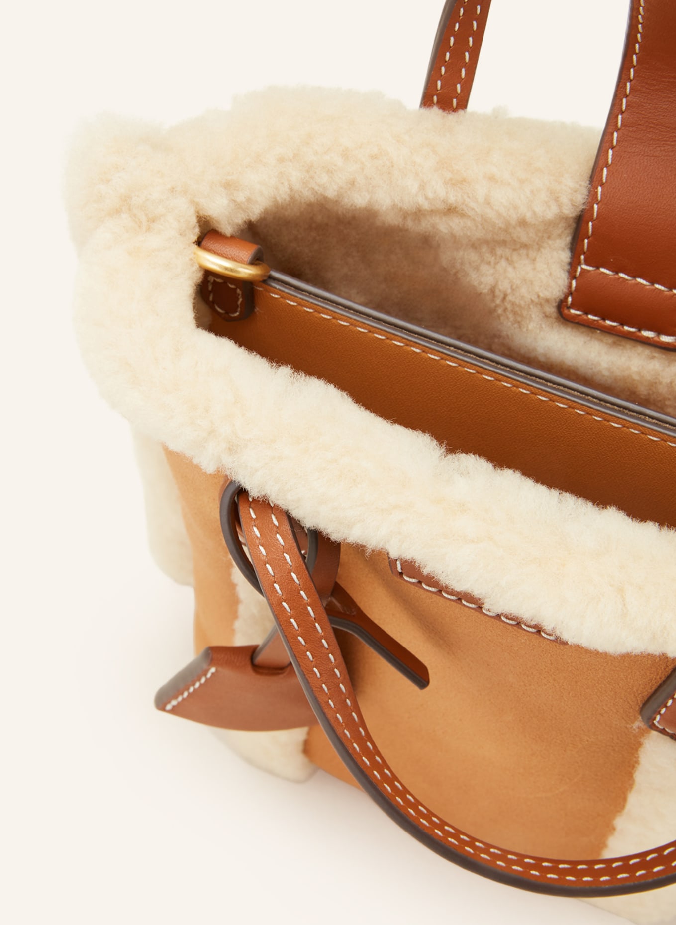 TORY BURCH Crossbody bag with real fur, Color: LIGHT BROWN/ BROWN (Image 3)