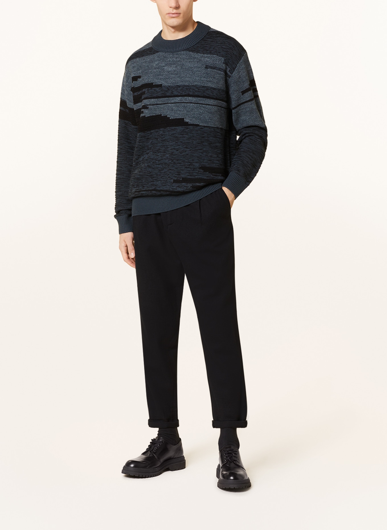 BOSS Sweater AGLITCH, Color: BLACK/ GRAY/ BLUE GRAY (Image 2)