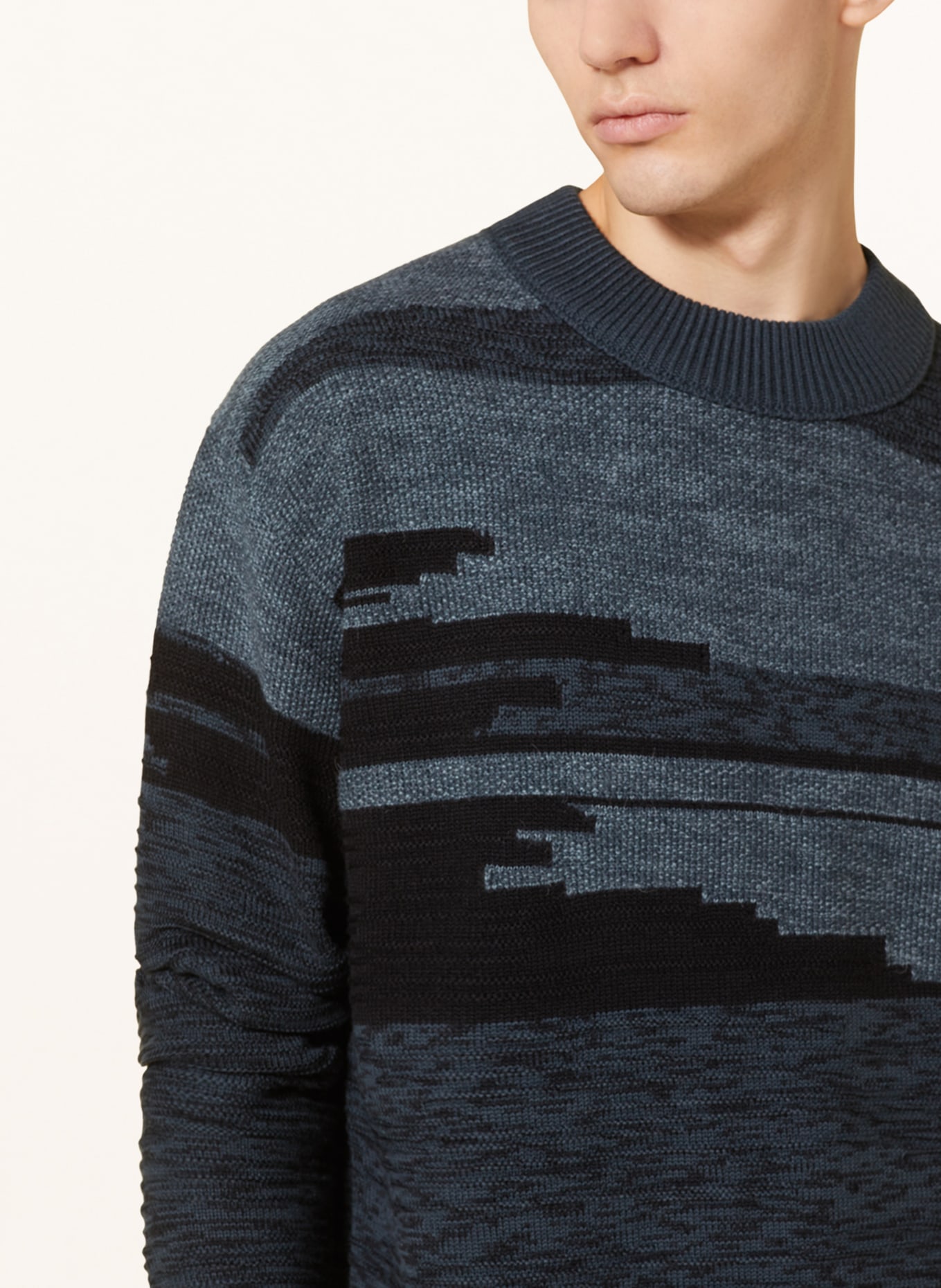 BOSS Sweater AGLITCH, Color: BLACK/ GRAY/ BLUE GRAY (Image 4)