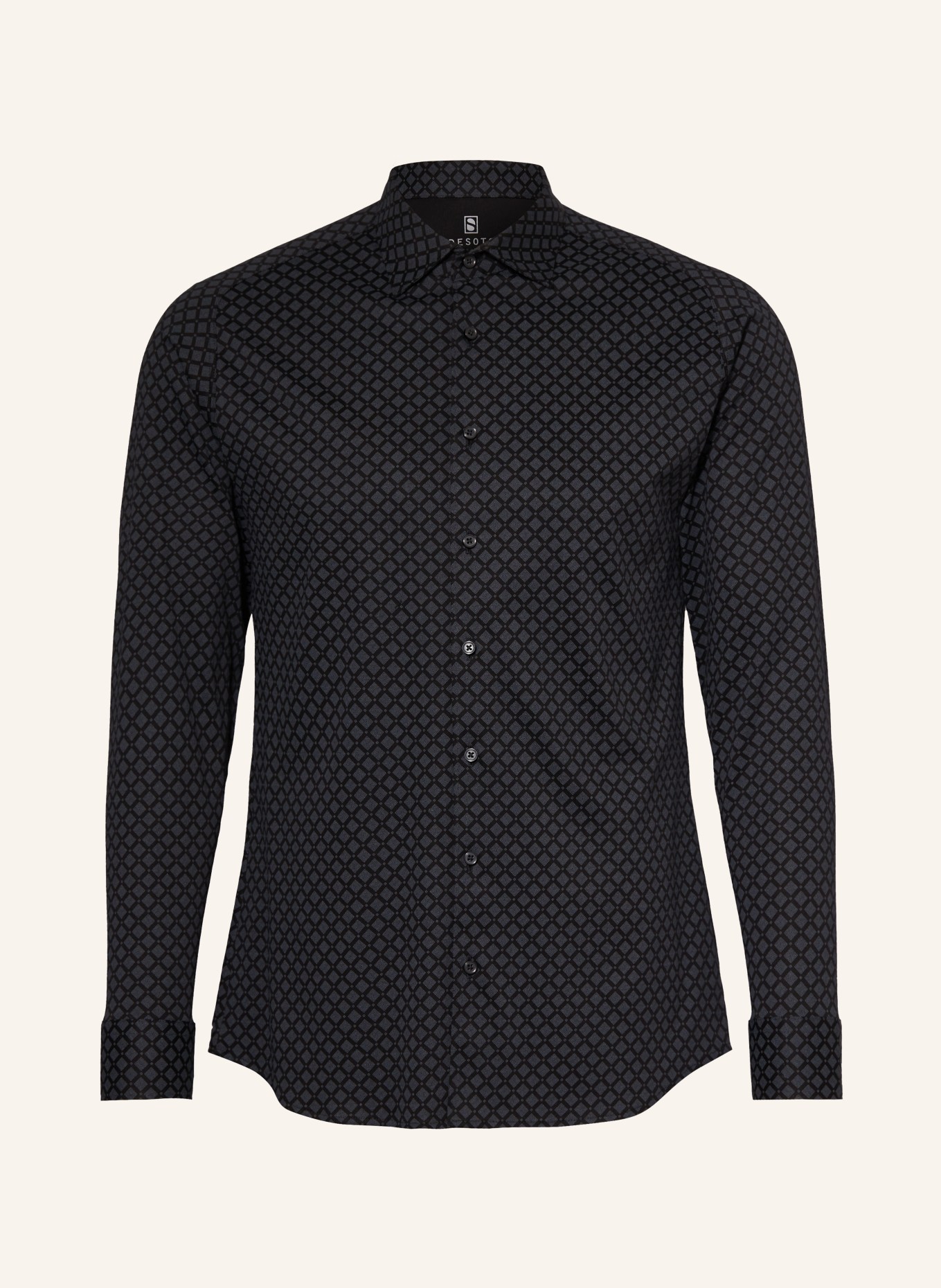 DESOTO Jerseyhemd Slim Fit, Farbe: SCHWARZ/ DUNKELGRAU (Bild 1)