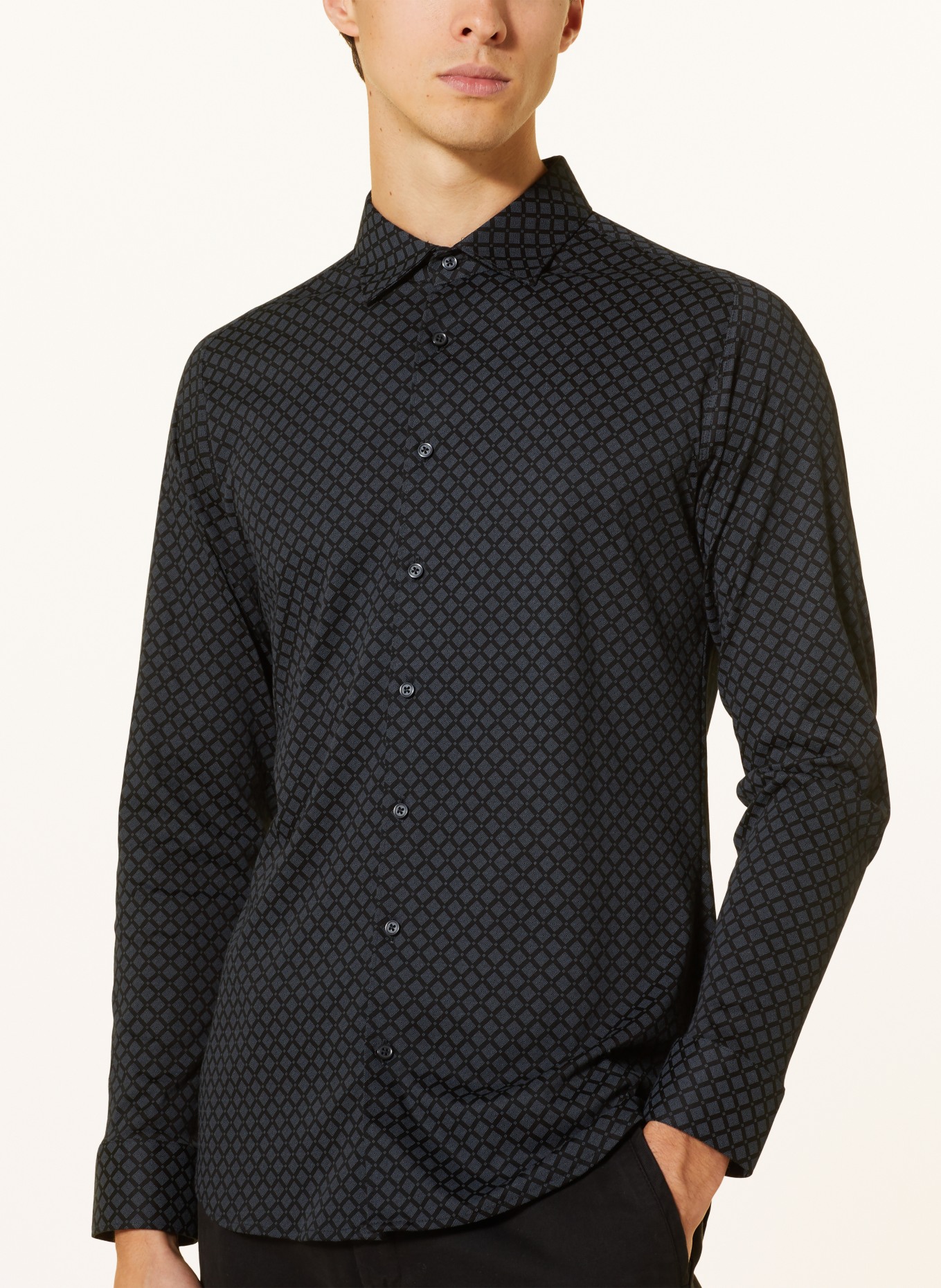 DESOTO Jersey shirt slim fit, Color: BLACK/ DARK GRAY (Image 4)