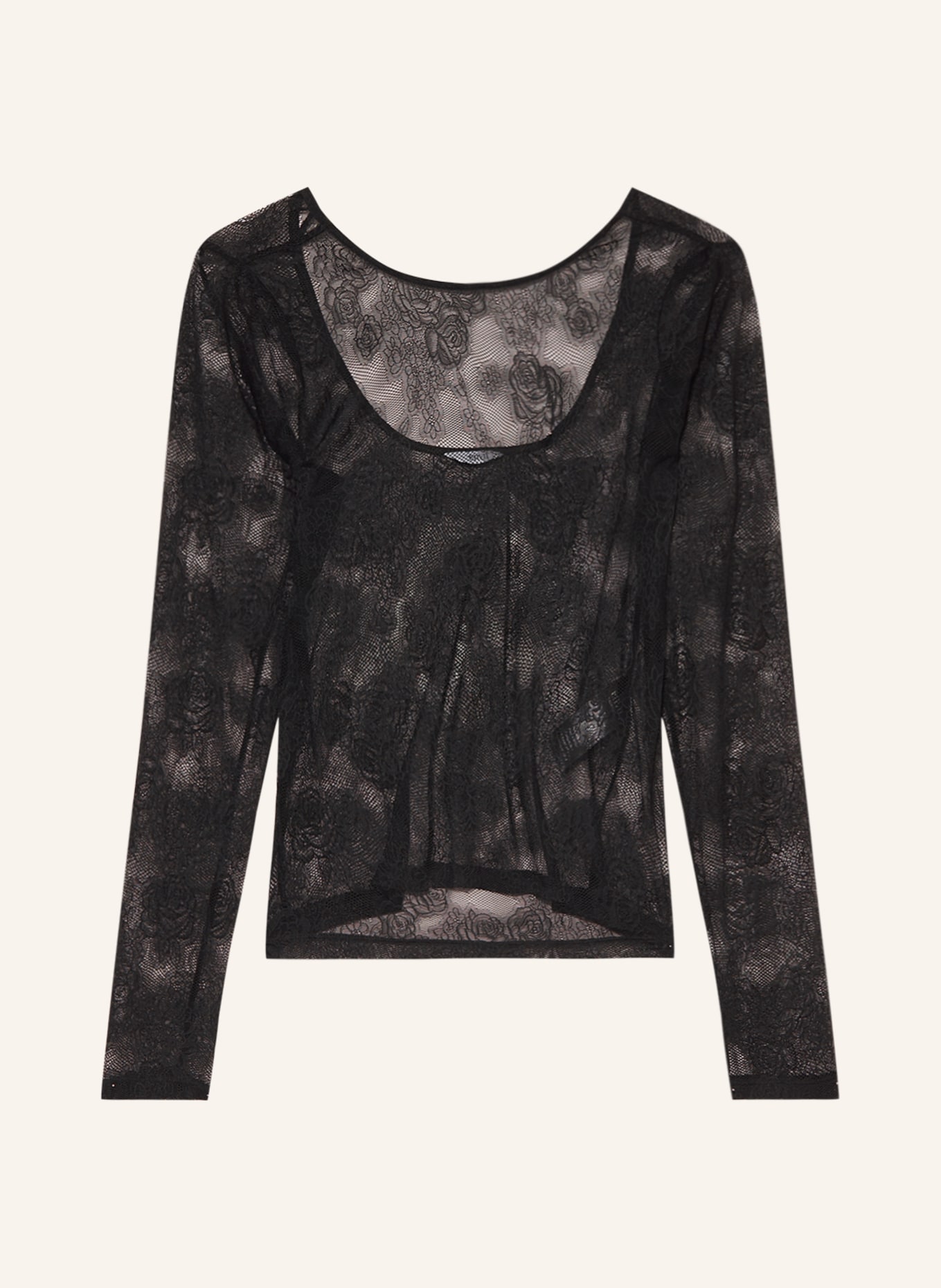 ENVII Long sleeve shirt ENRHINO in lace, Color: BLACK (Image 1)