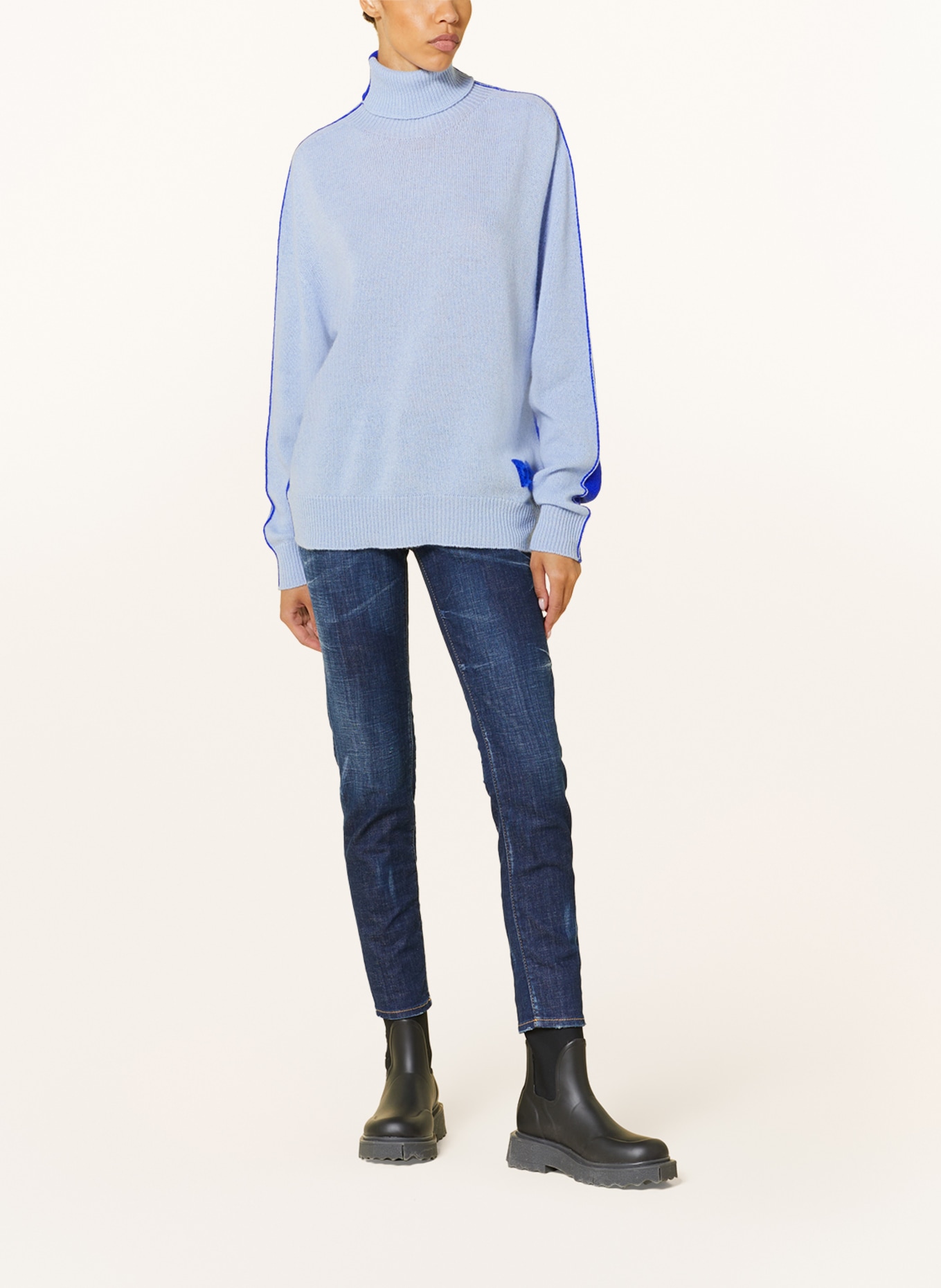 DSQUARED2 Turtleneck sweater with cashmere, Color: LIGHT BLUE/ BLUE (Image 2)