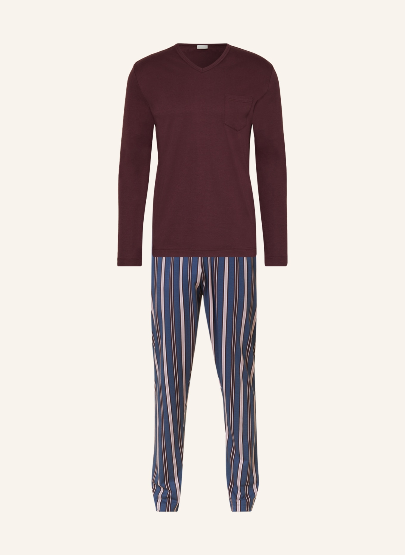 mey Schlafanzug Serie 4 COL STRIPED, Farbe: DUNKELROT/ BLAU (Bild 1)