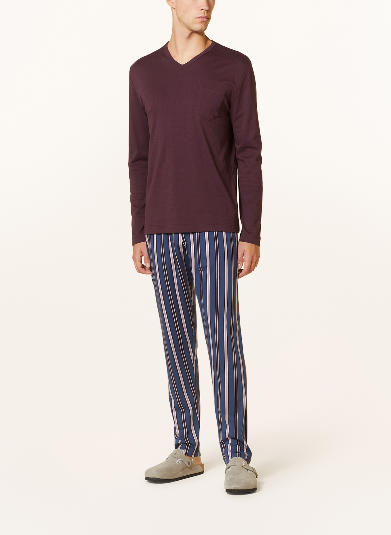 mey Schlafanzug Serie 4 COL STRIPED, Farbe: DUNKELROT/ BLAU (Bild 2)
