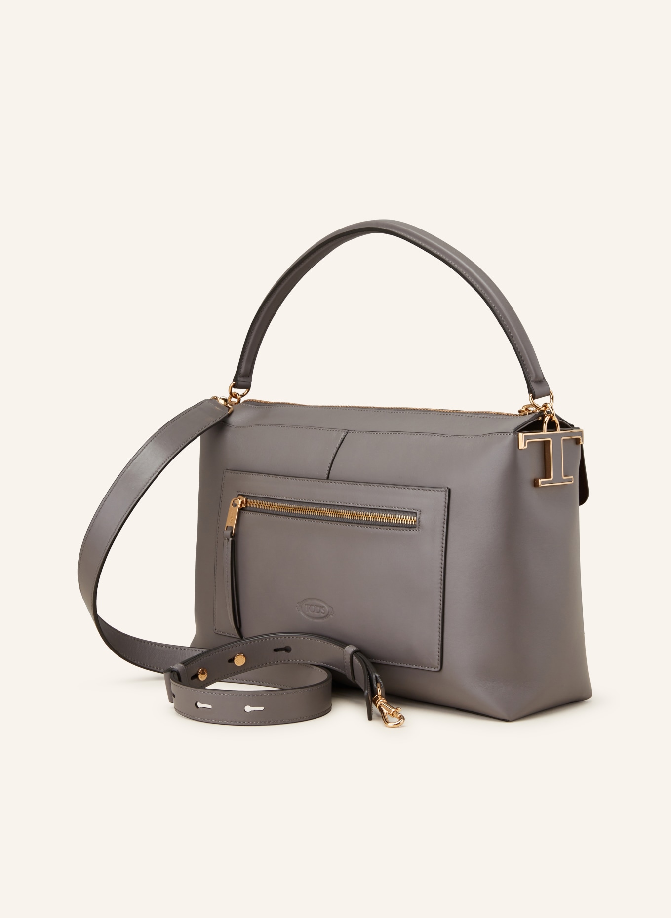 TOD'S Handbag T-CASE BOSTON, Color: GRAY/ GOLD/ TAUPE (Image 2)