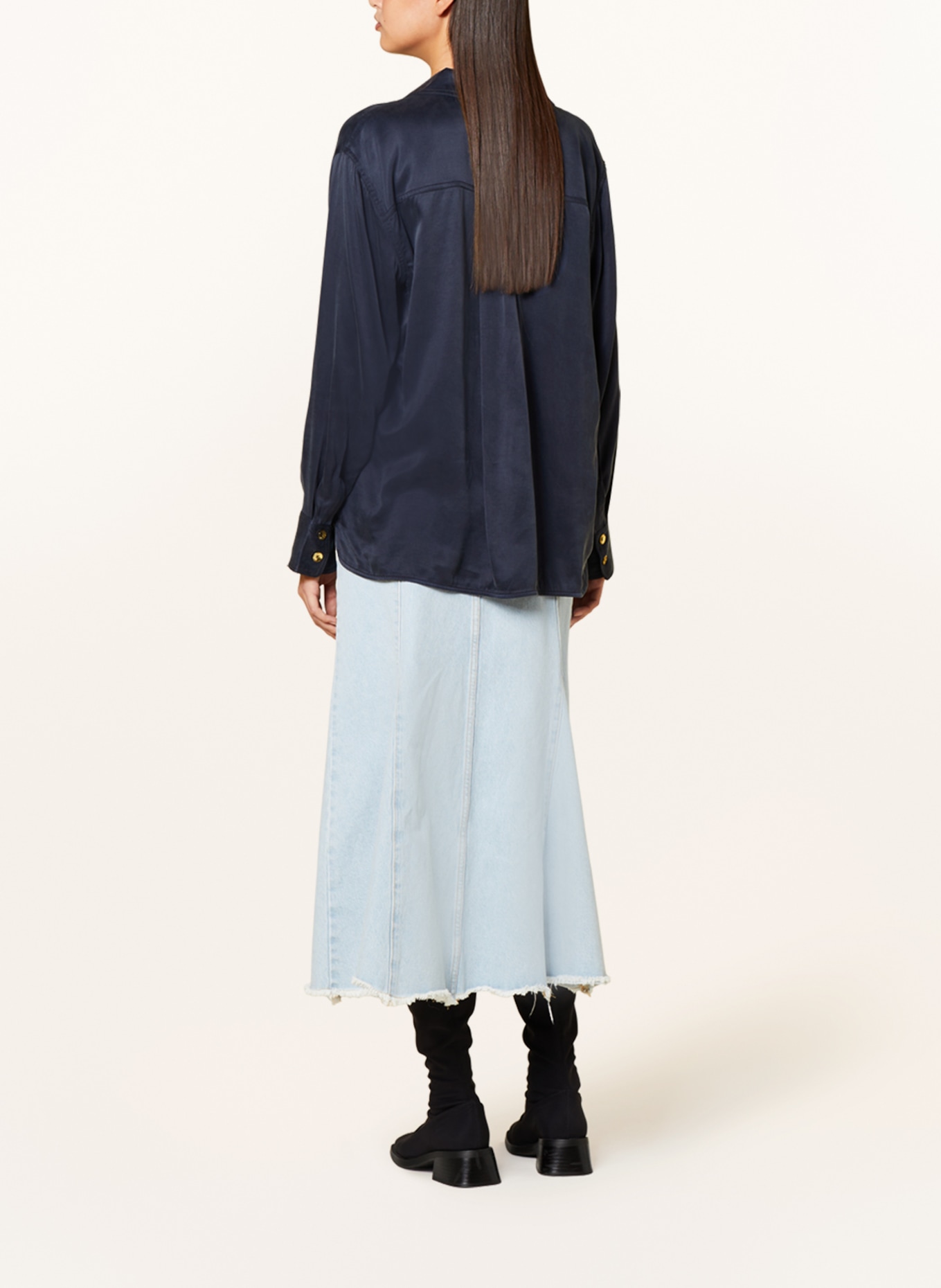 GANNI Oversized-Bluse, Farbe: DUNKELBLAU (Bild 3)