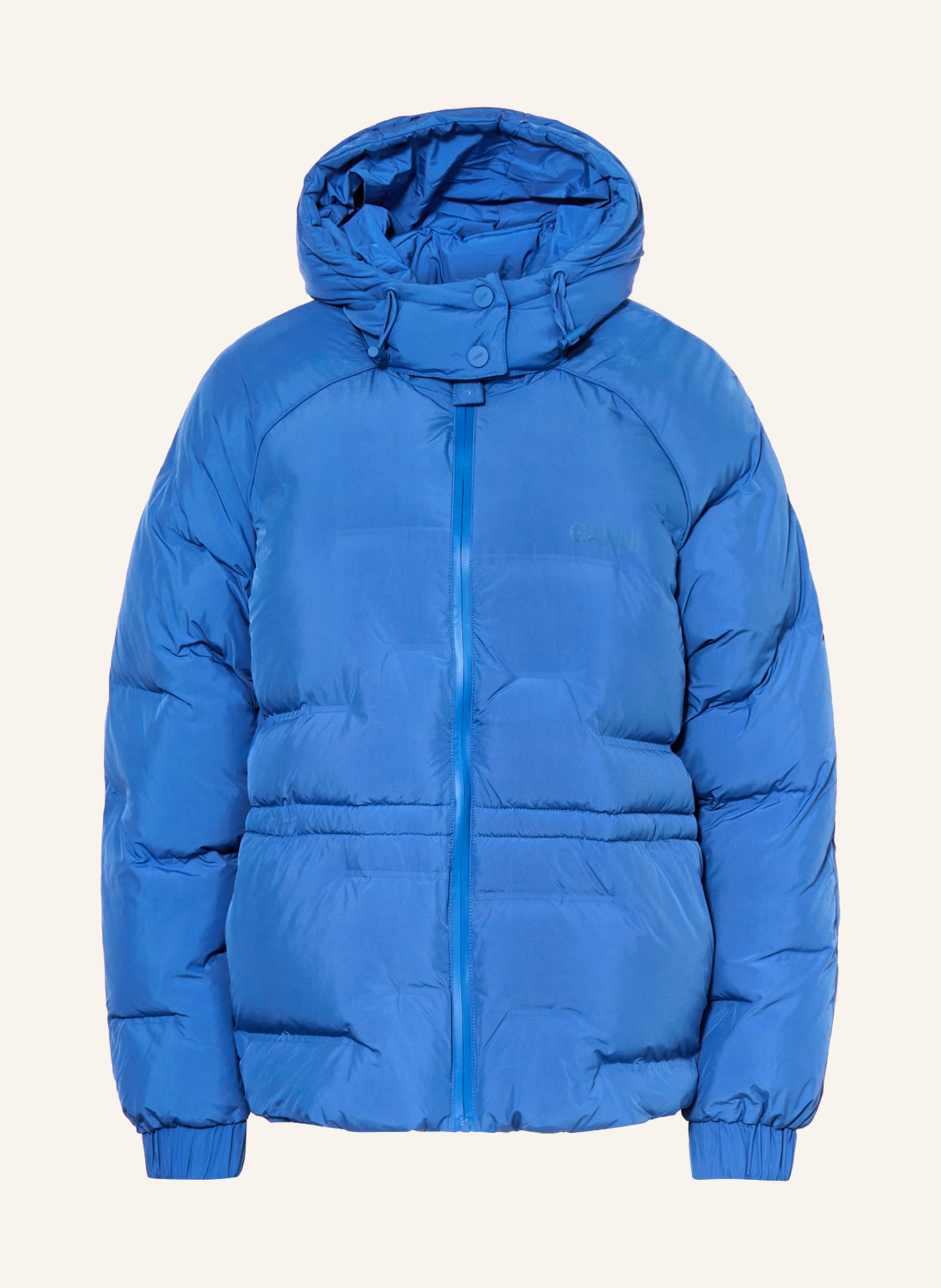GANNI Quilted jacket with detachable hood, Color: BLUE (Image 1)