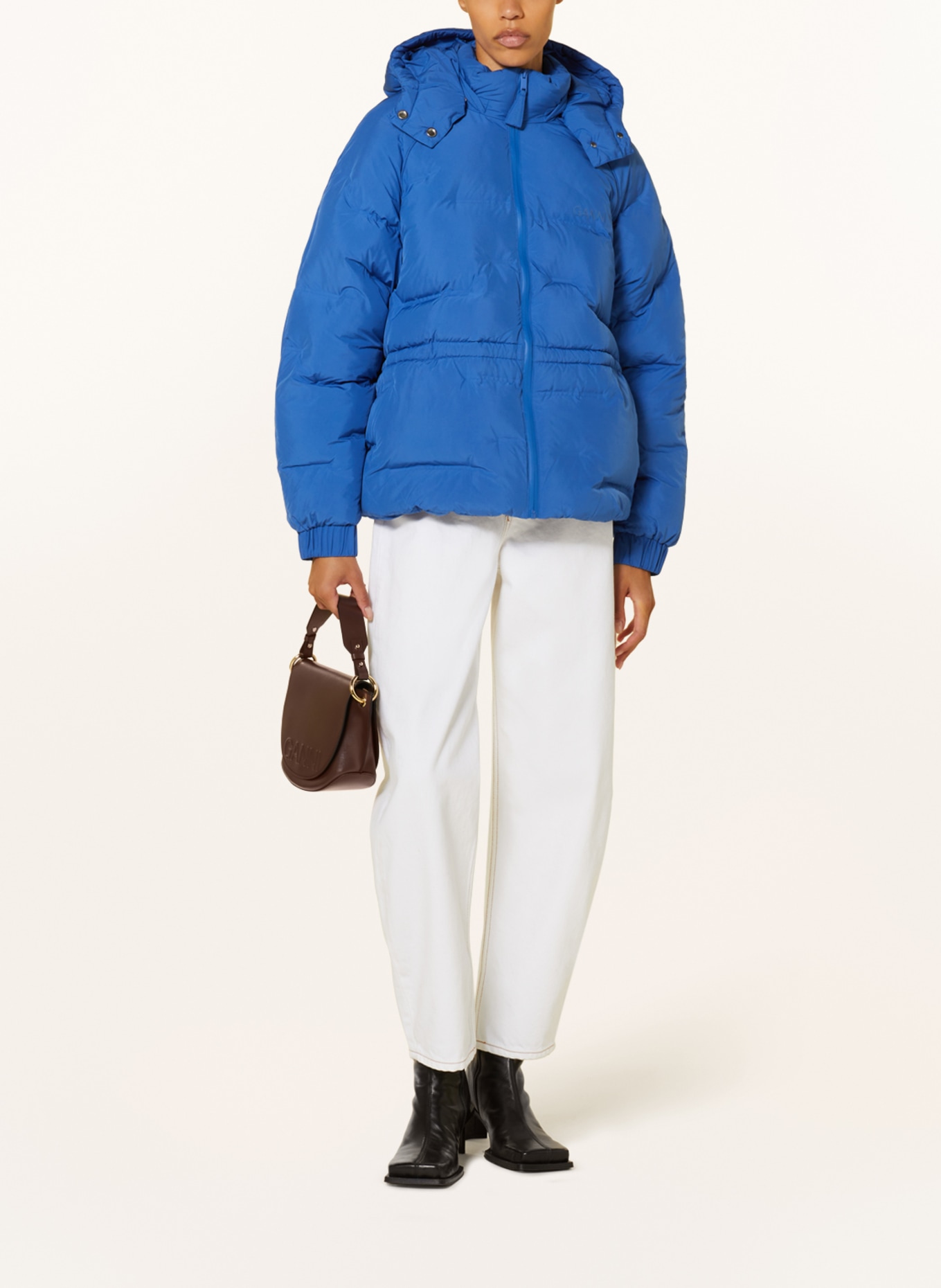 GANNI Quilted jacket with detachable hood, Color: BLUE (Image 2)