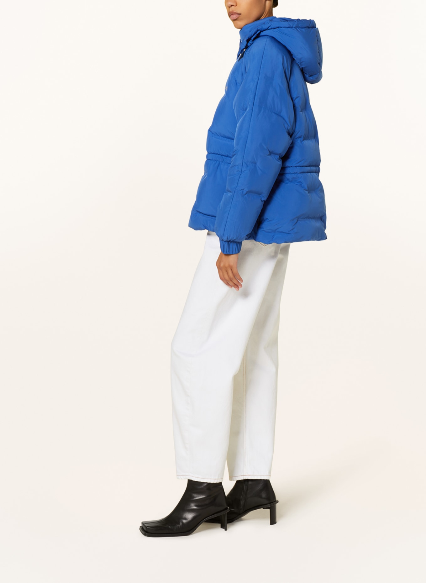 GANNI Prošívaná bunda s odnímatelnou kapucí, Barva: MODRÁ (Obrázek 4)